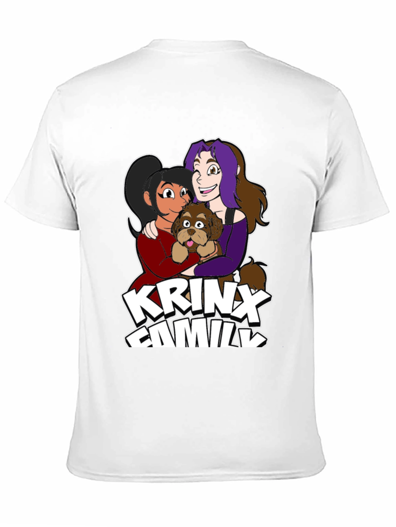 Krinx Family Cartoon Graphic Black T-Shirt