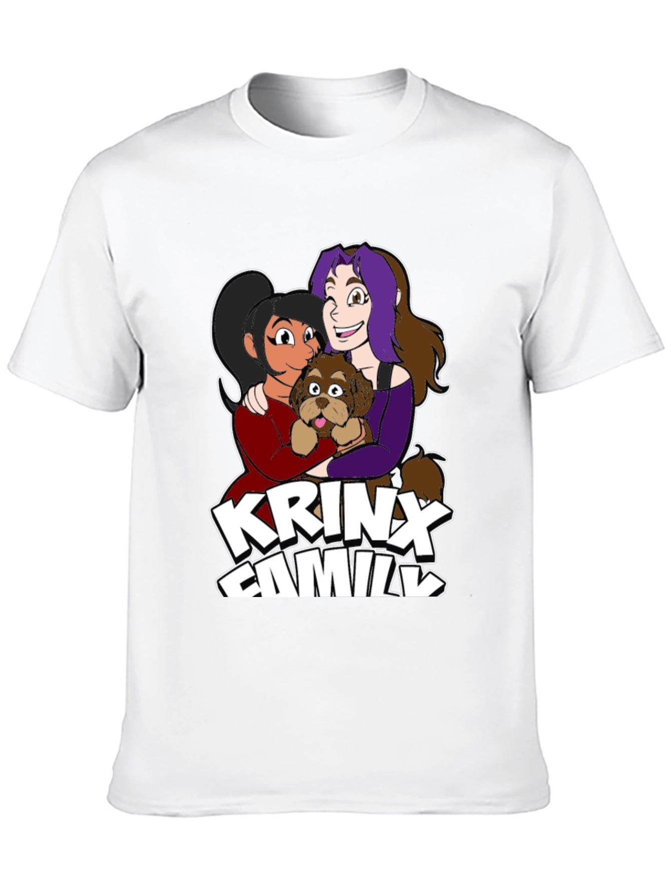 Krinx Family Cartoon Graphic Black T-Shirt