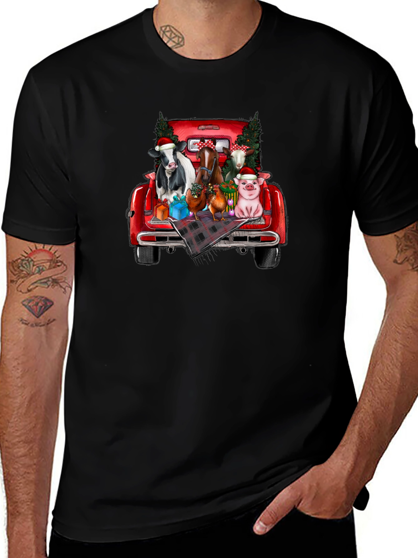 Festive Farm Animal Truck T-Shirt