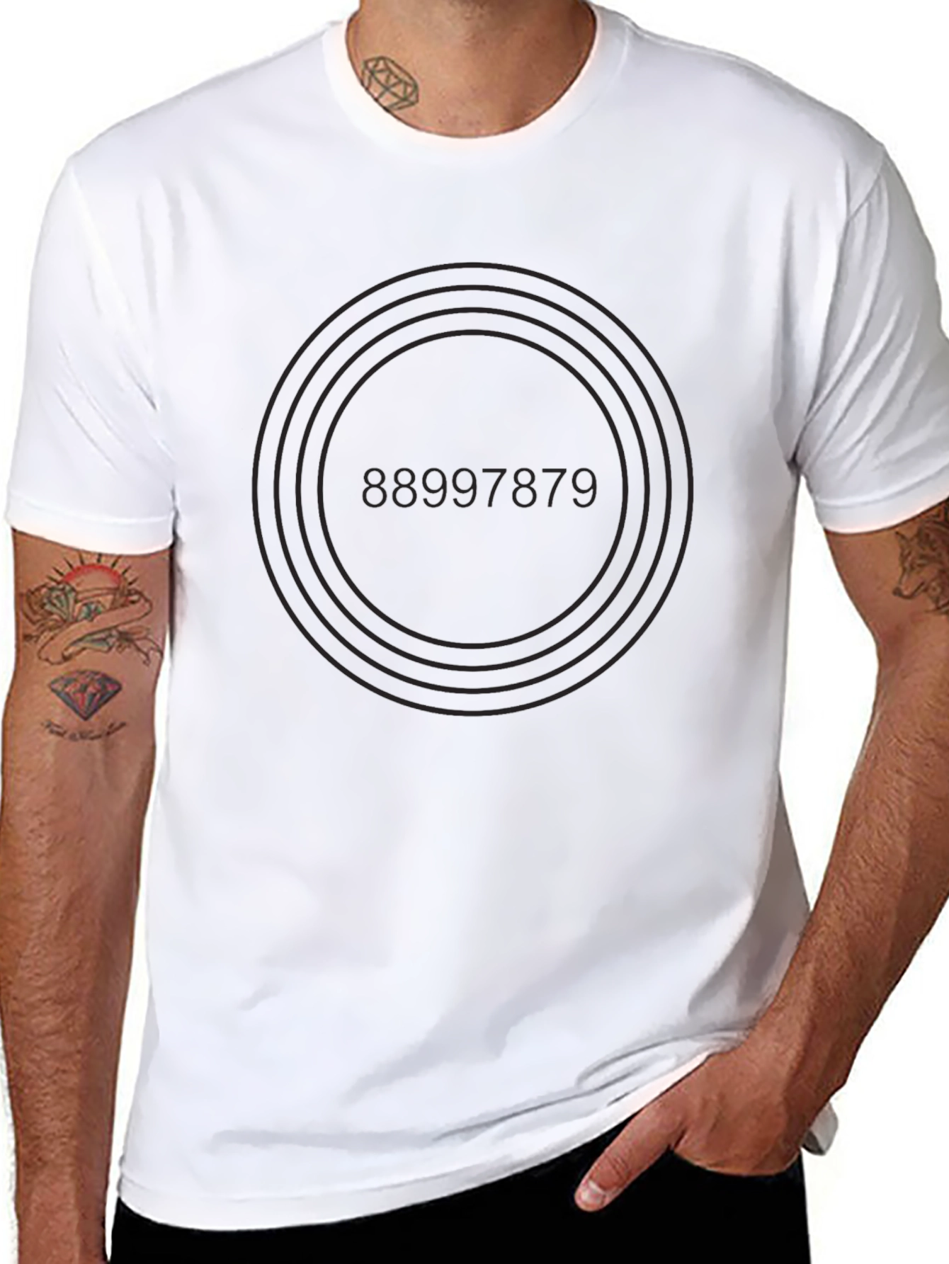 Simple Black Graphic Tee with Number Design
