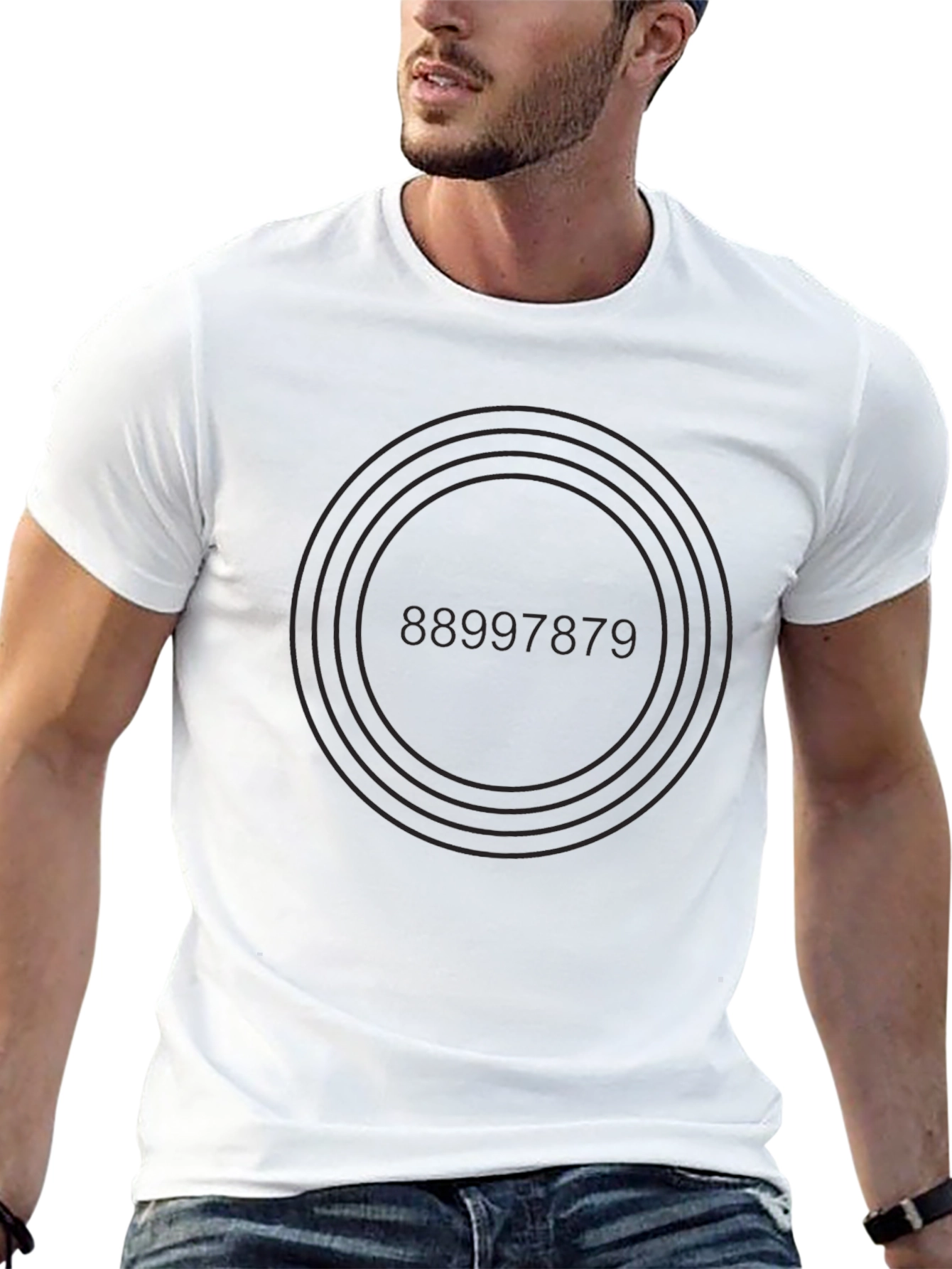 Simple Black Graphic Tee with Number Design