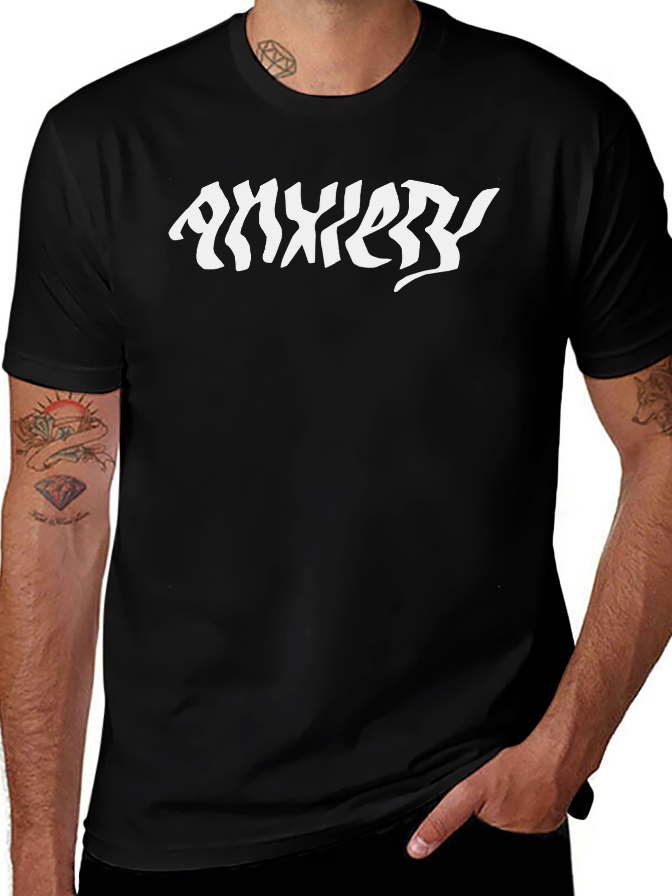 Anxiety Graphic Tee - Stylish Black Cotton T-Shirt