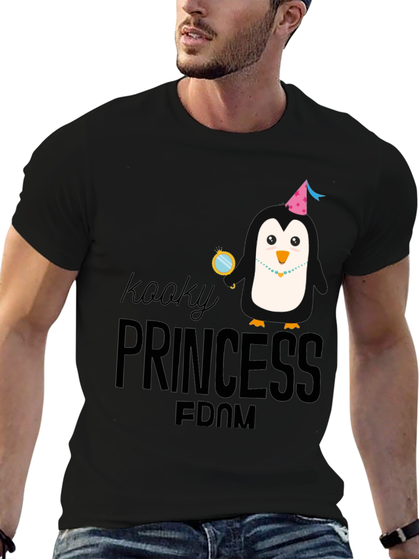 Kooky Princess Penguin Black T-Shirt