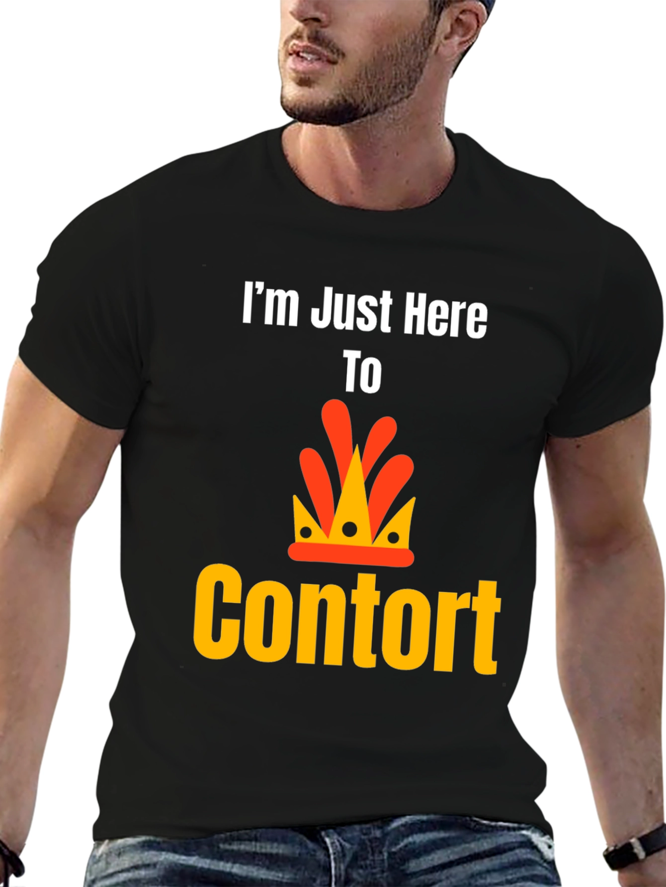 Im Just Here To Contort Black T-Shirt