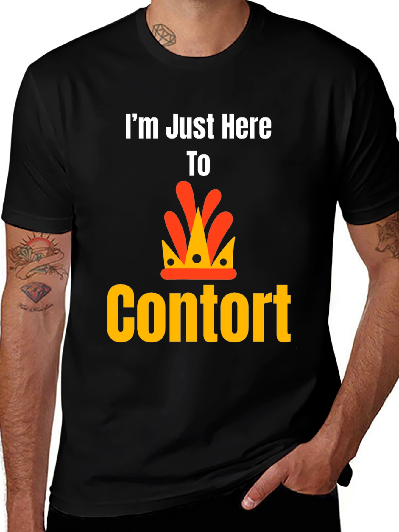 Im Just Here To Contort Black T-Shirt