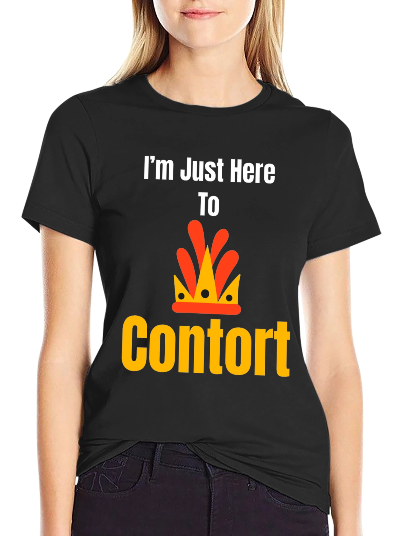 Im Just Here To Contort Black T-Shirt