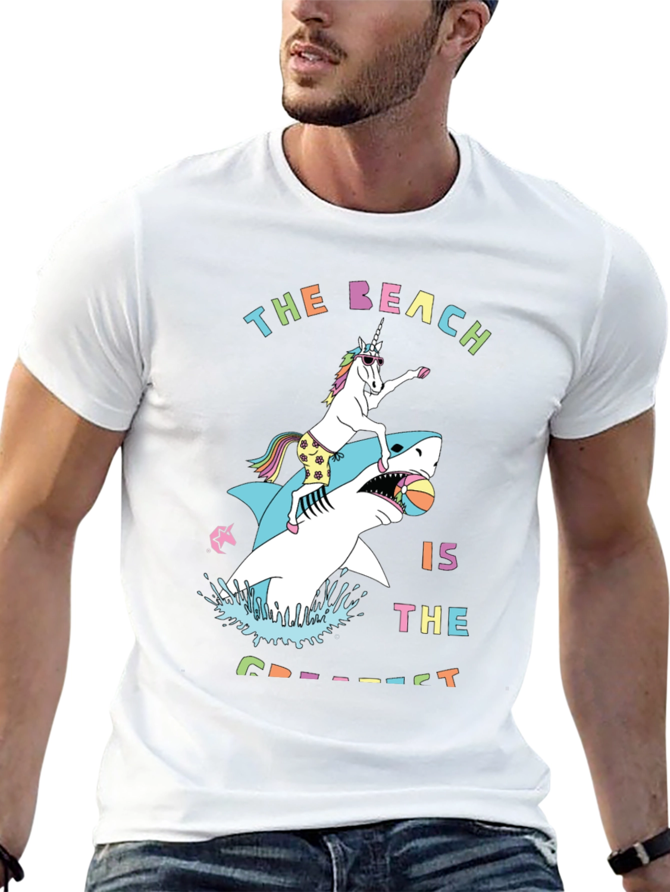 Unicorn Shark Beach T-Shirt - Greatest