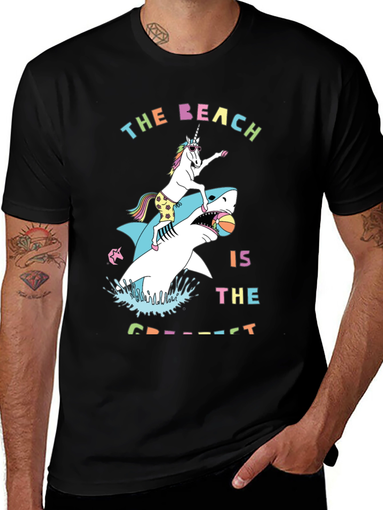 Unicorn Shark Beach T-Shirt - Greatest