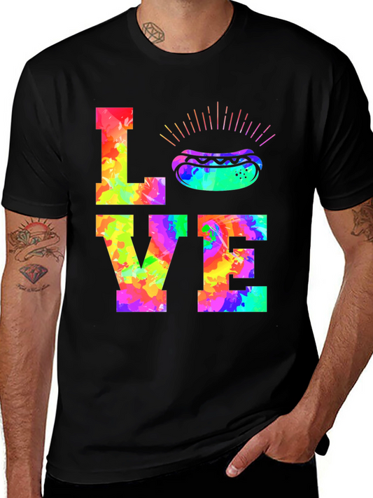 Love Hotdogs Colorful Graphic T-Shirt