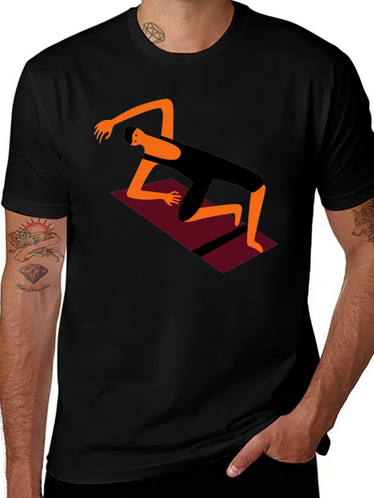 Yoga Pose Graphic Tee - Black Cotton Comfort