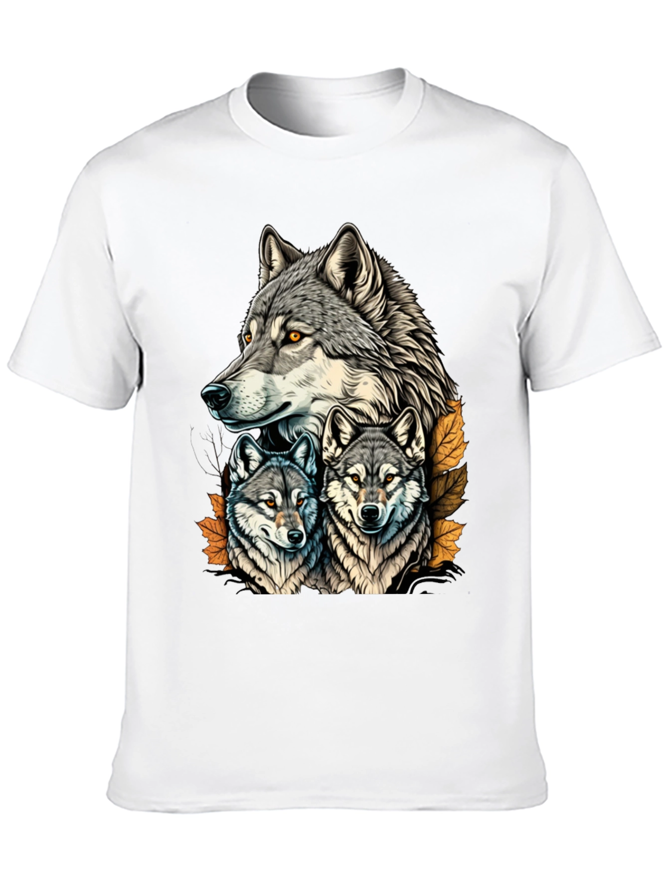 Wolf Pack Graphic Tee - Black Cotton T-Shirt