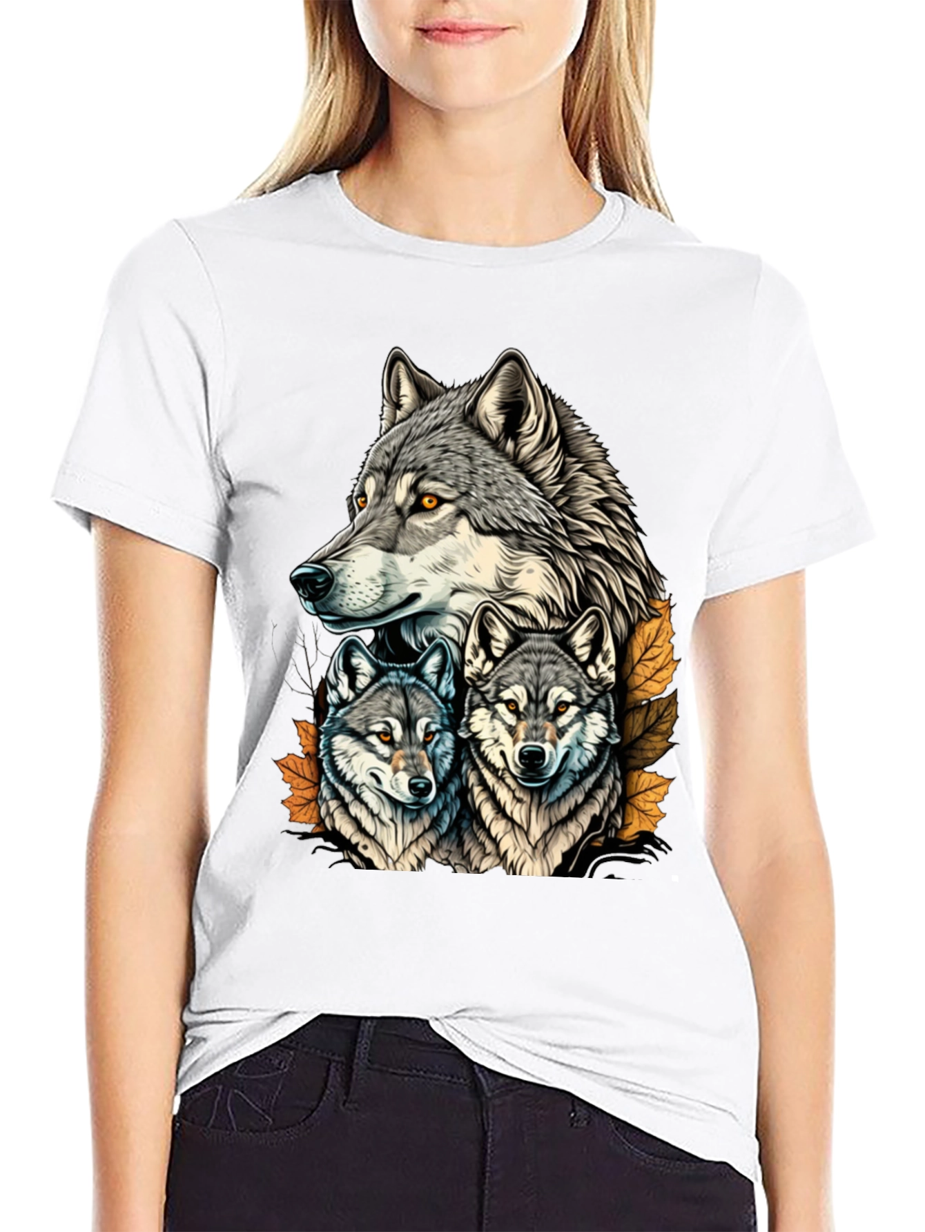 Wolf Pack Graphic Tee - Black Cotton T-Shirt