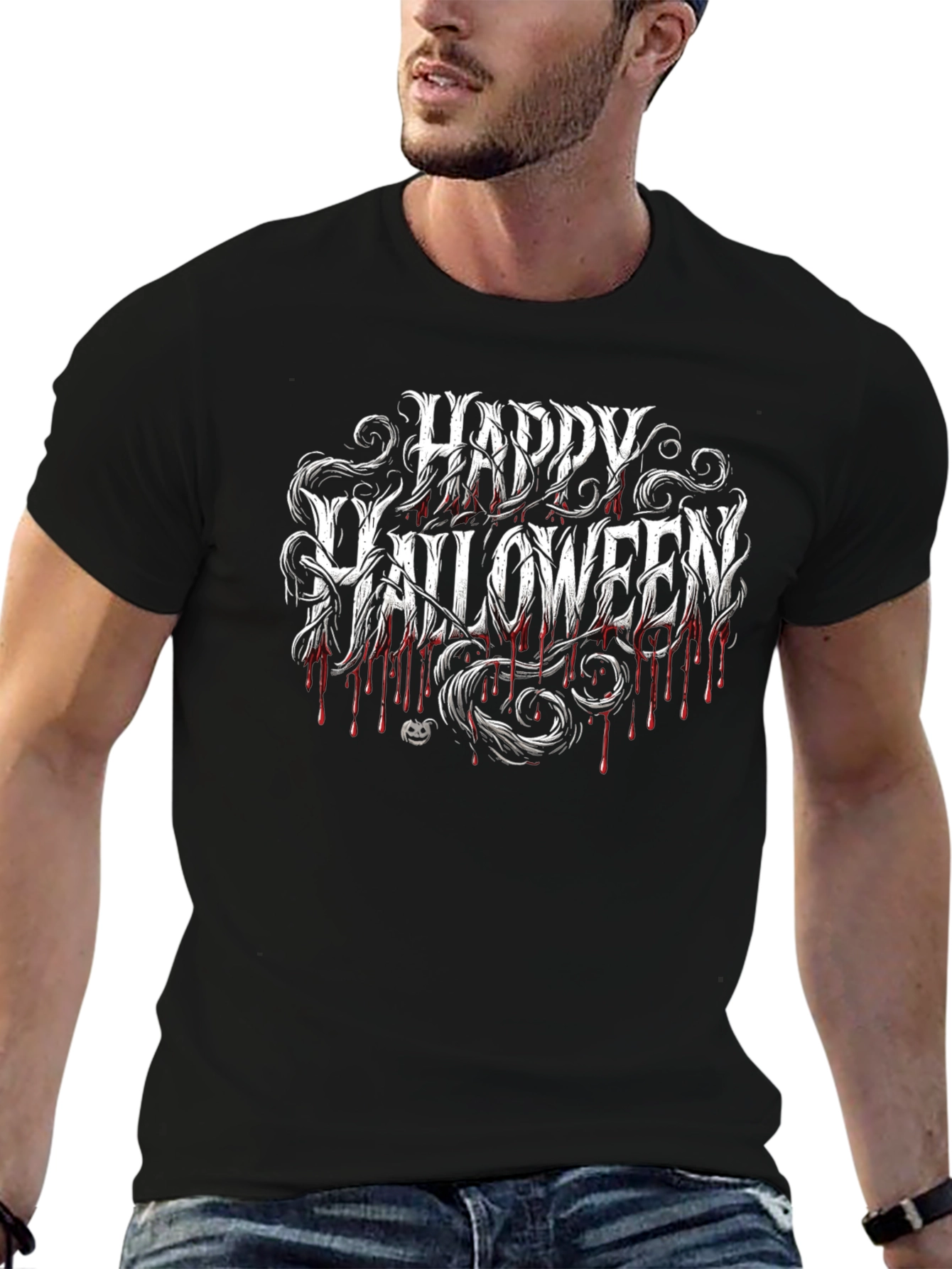 Happy Halloween Graphic Tee - Mens Black T-Shirt