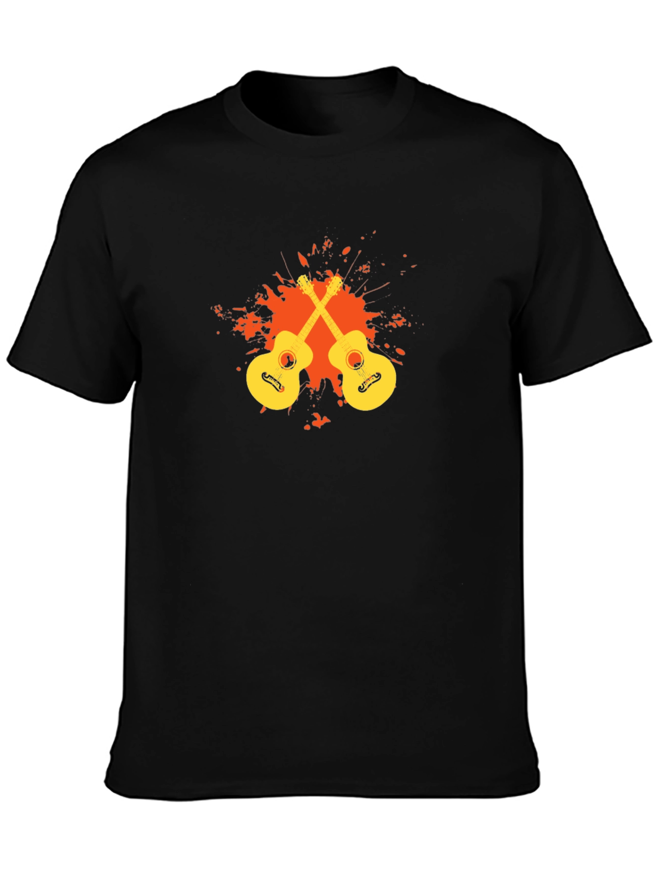 Black T-Shirt with Guitar Graphic