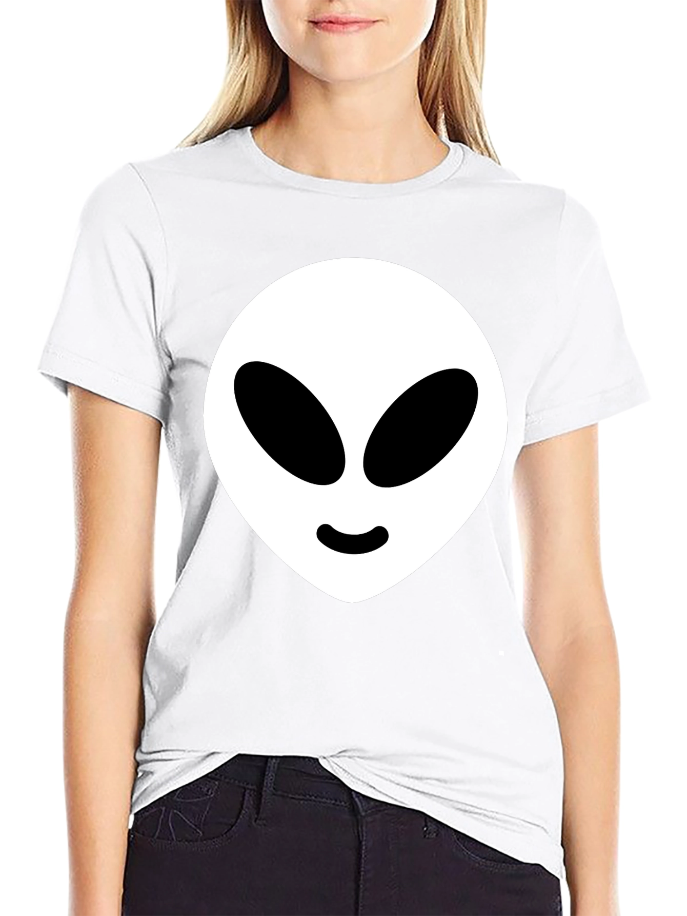 Alien Head Graphic Tee - Black Cotton Blend
