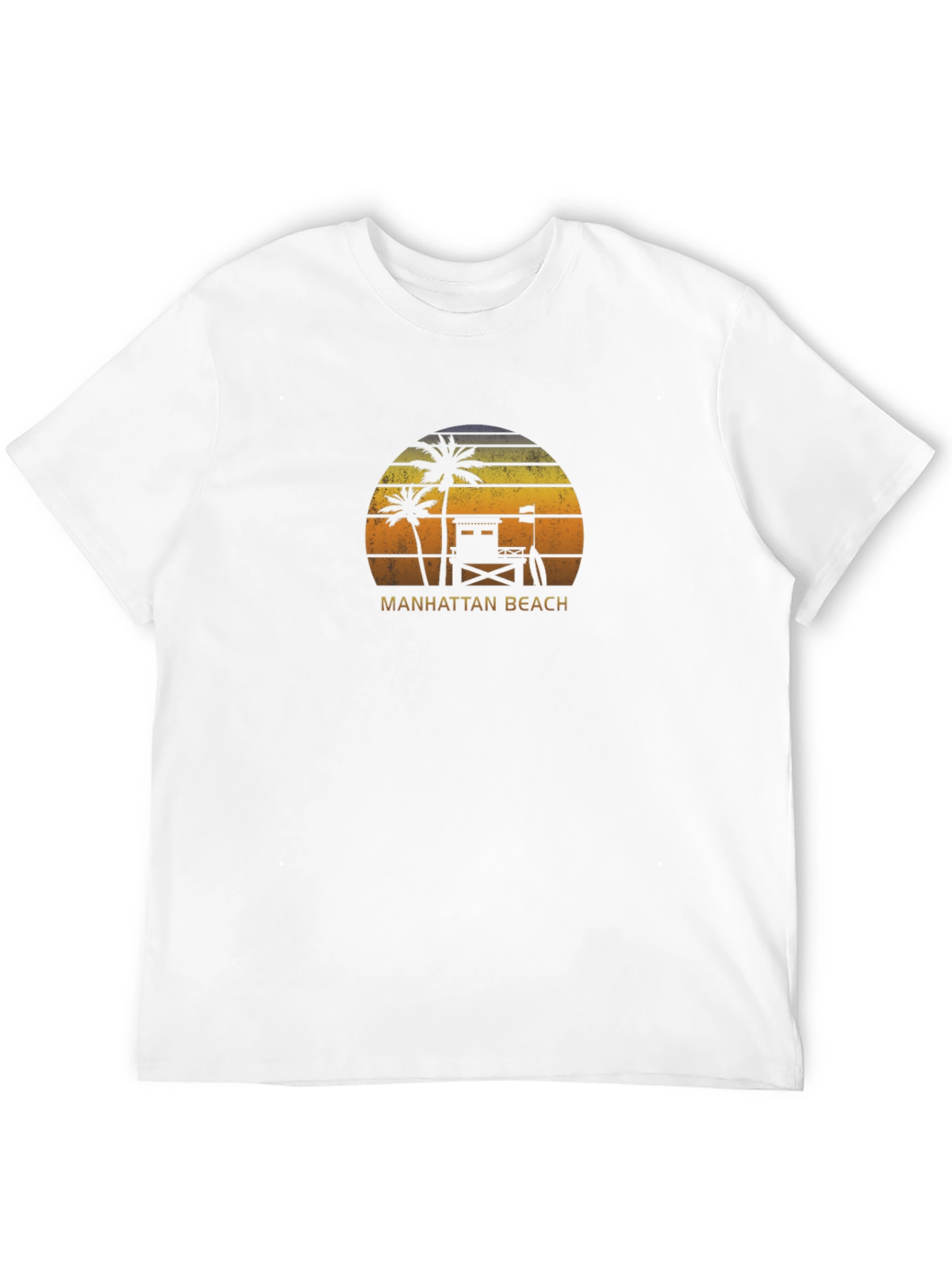Manhattan Beach Retro Sunset Black T-Shirt