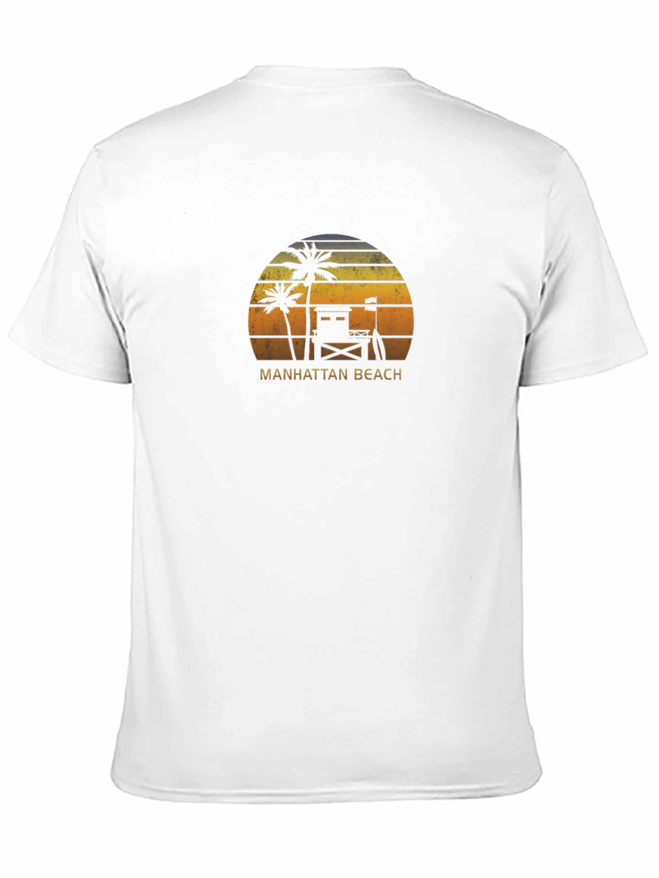 Manhattan Beach Retro Sunset Black T-Shirt