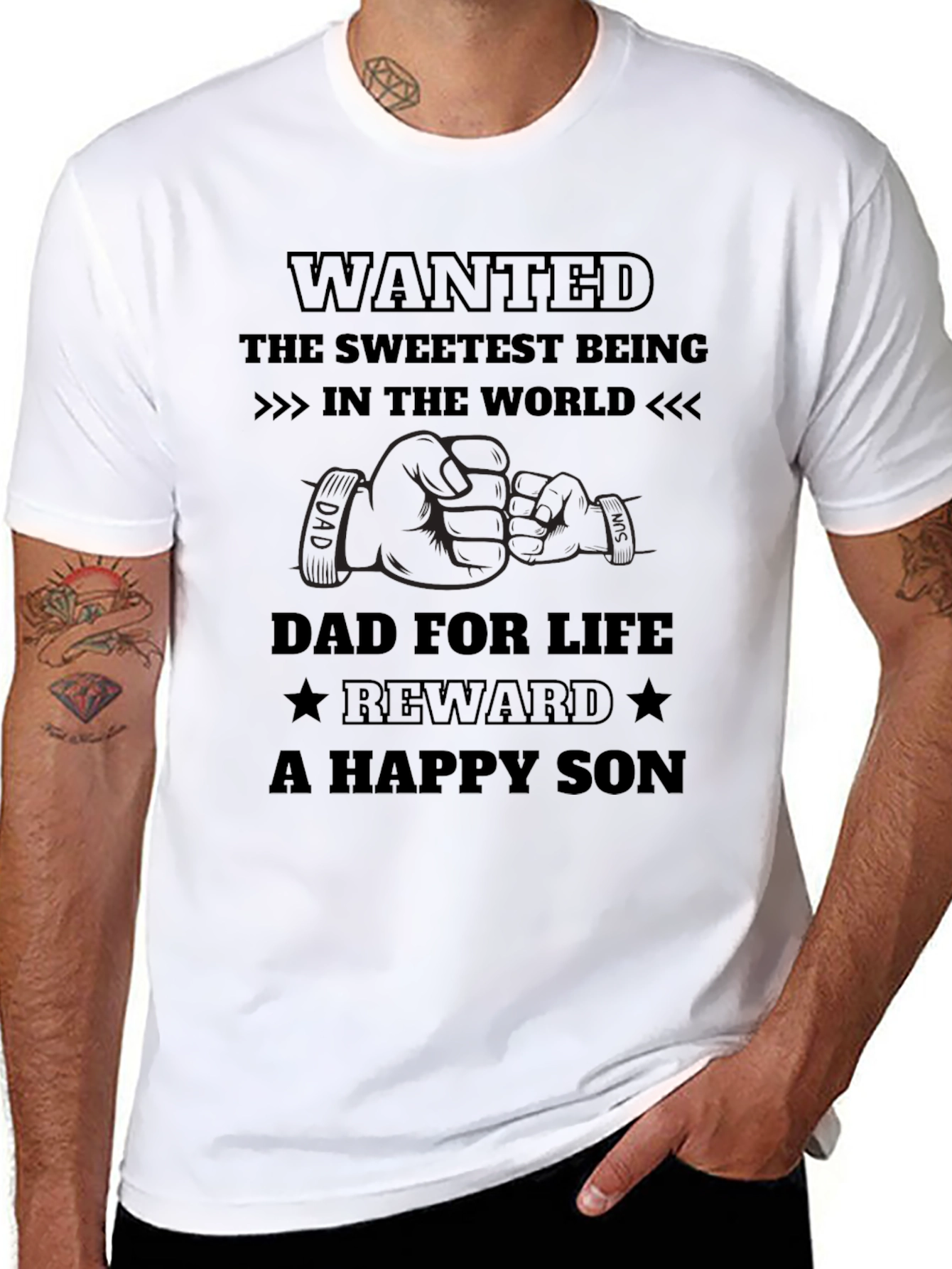 Wanted Dad for Life Black T-Shirt
