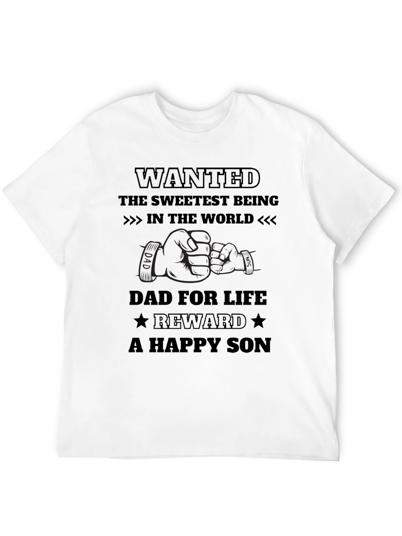 Wanted Dad for Life Black T-Shirt