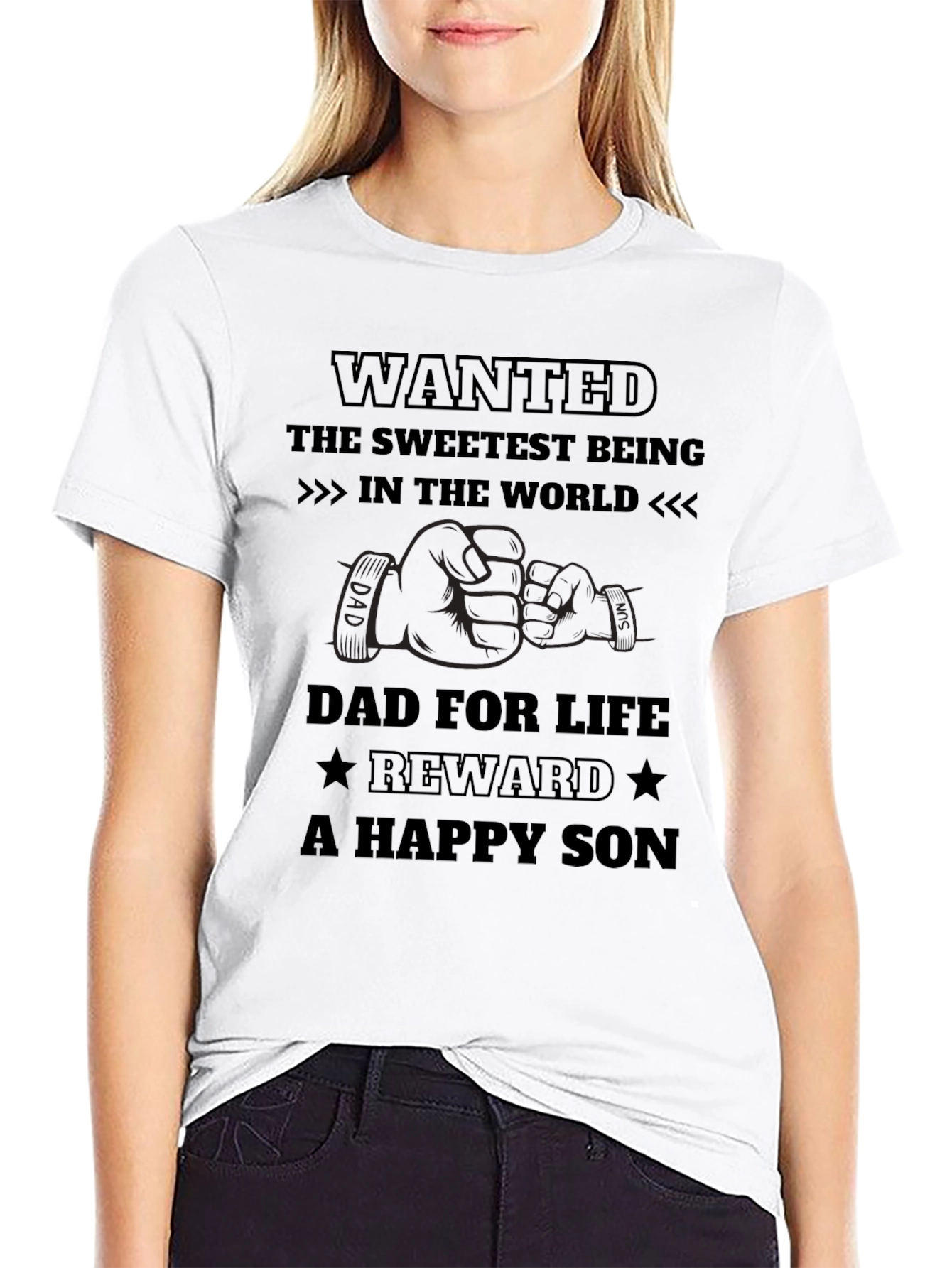Wanted Dad for Life Black T-Shirt