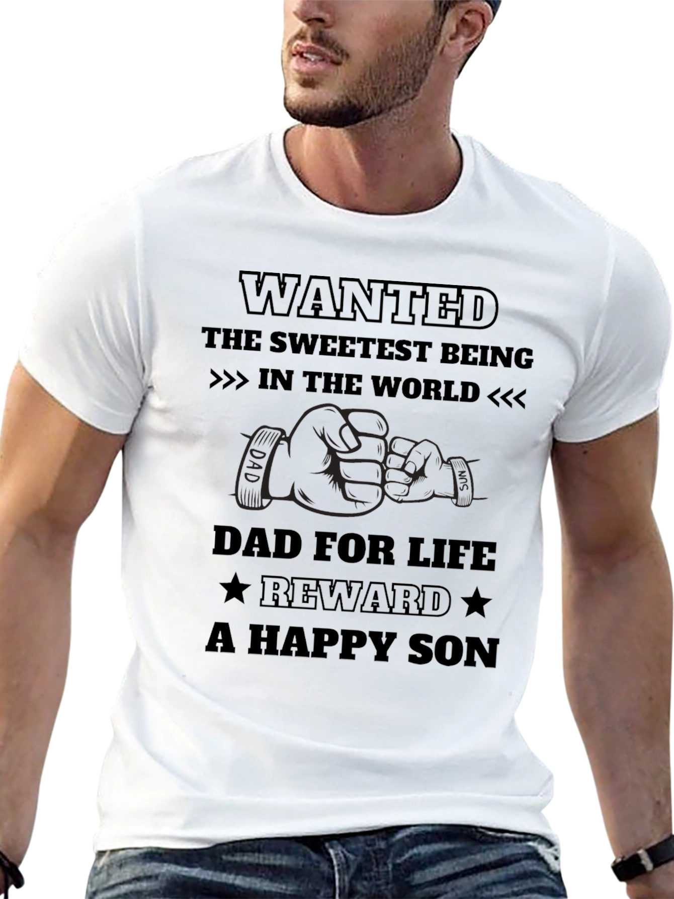 Wanted Dad for Life Black T-Shirt