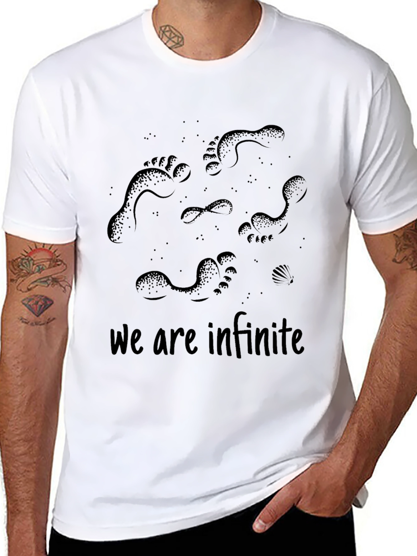Infinite Footprints Black Graphic T-Shirt