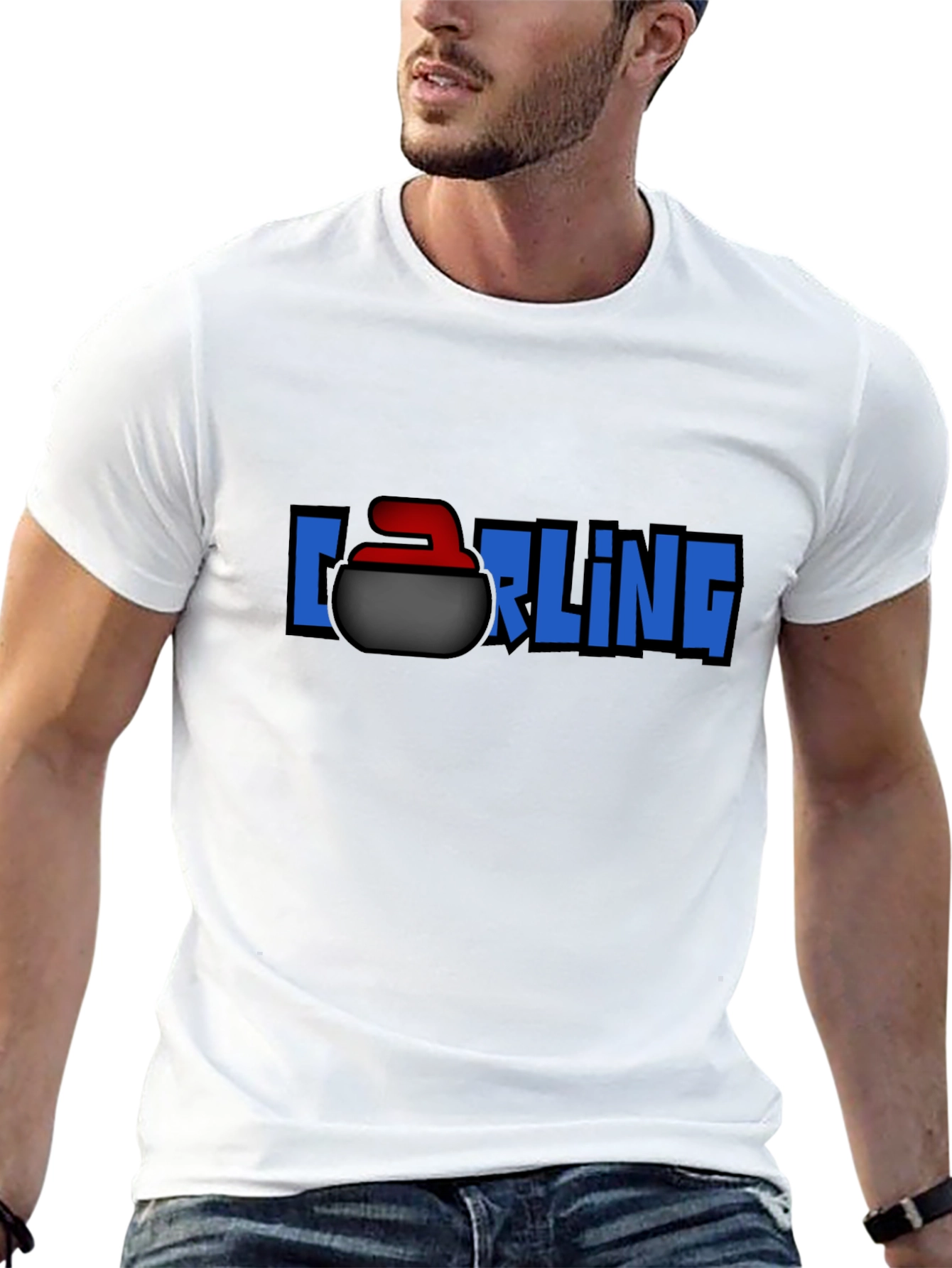 Curling Stone T-Shirt - Black Graphic Tee