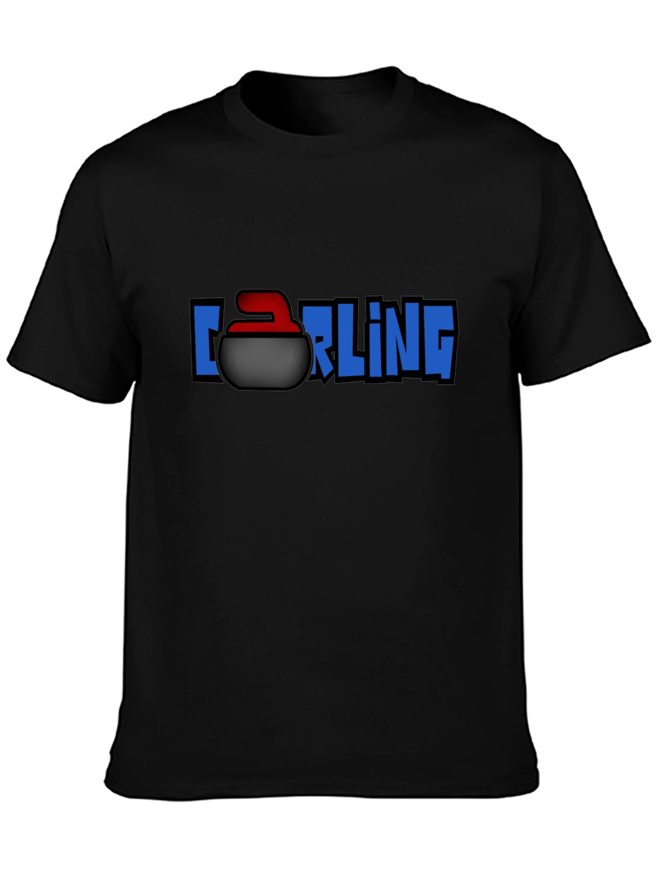 Curling Stone T-Shirt - Black Graphic Tee