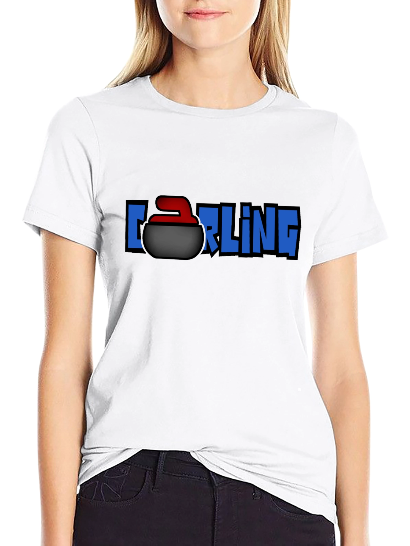 Curling Stone T-Shirt - Black Graphic Tee