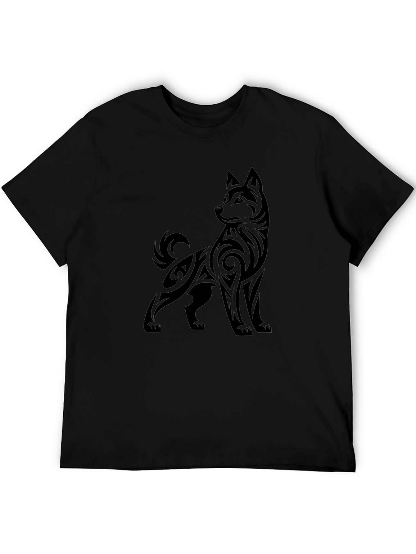 Tribal Dog Graphic Black Tee