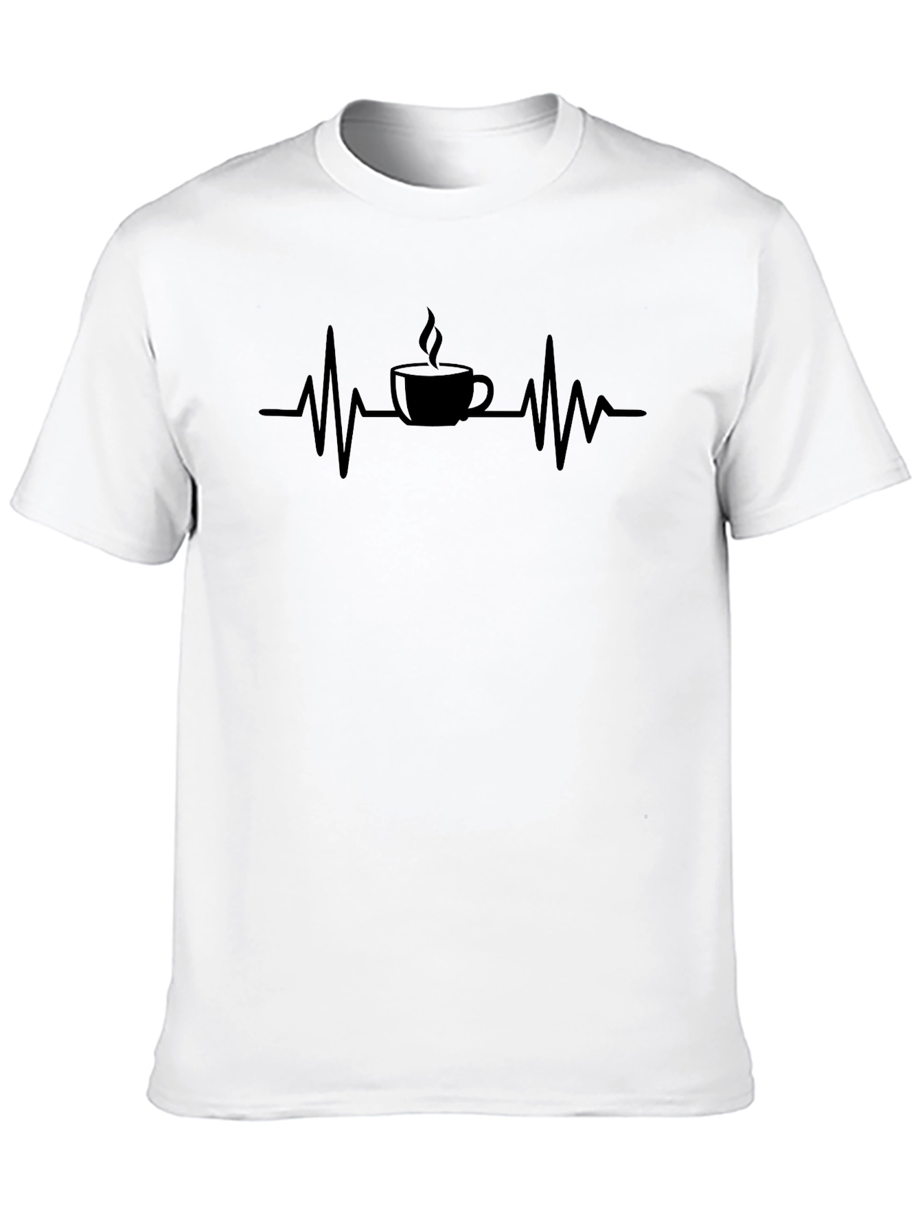 Coffee ECG Black T-Shirt - Caffeine Heartbeat Tee