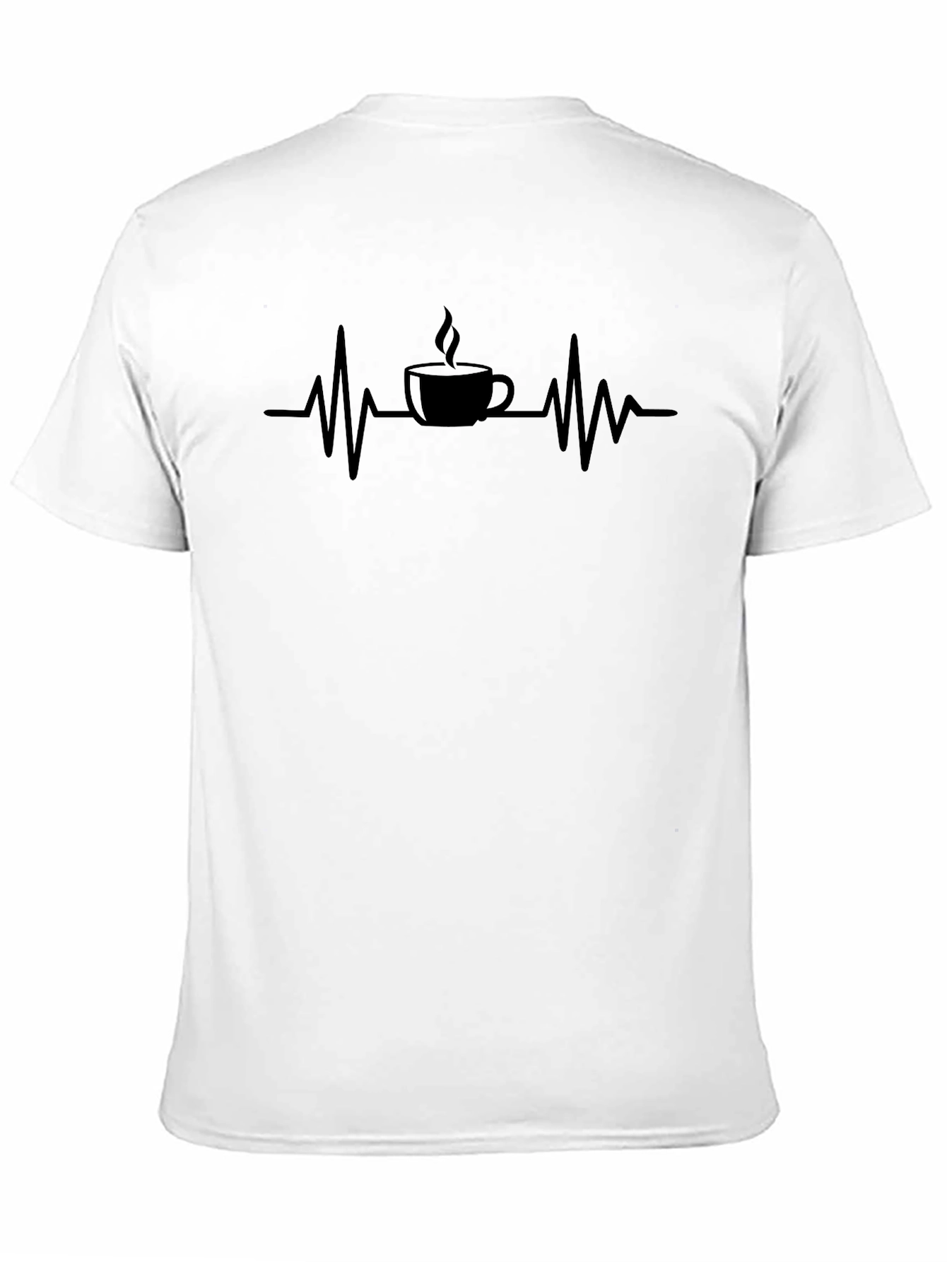 Coffee ECG Black T-Shirt - Caffeine Heartbeat Tee