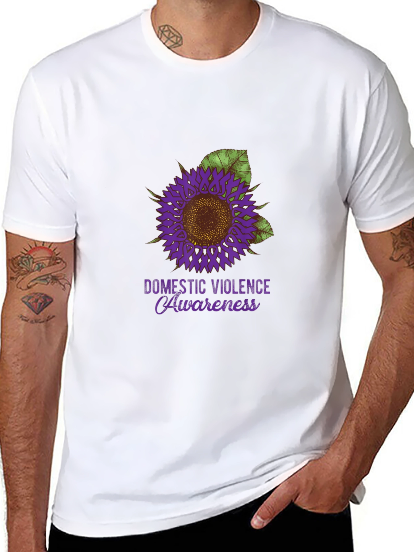 Domestic Violence Awareness T-Shirt with Sunflower Design