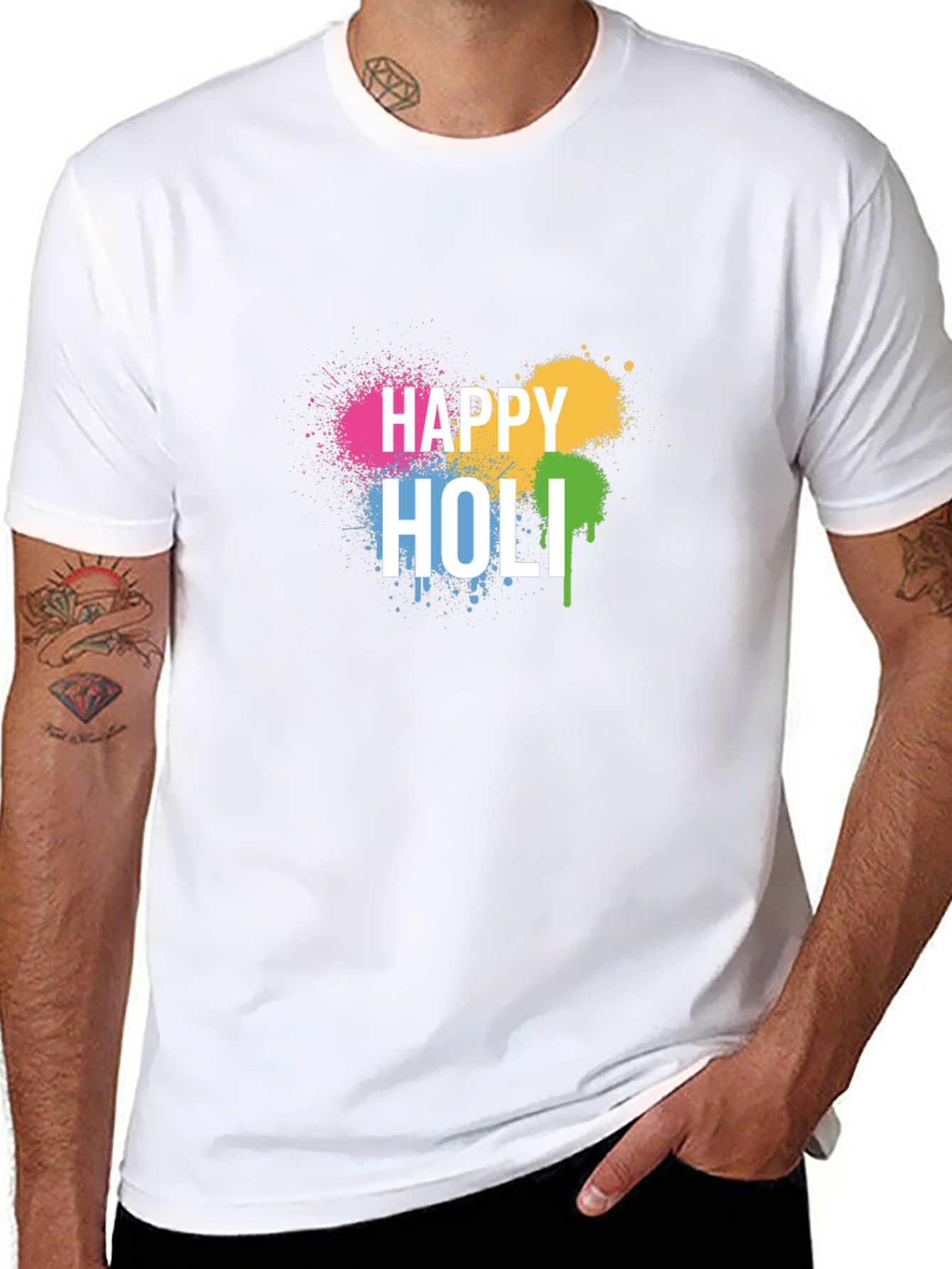 Happy Holi Black T-Shirt