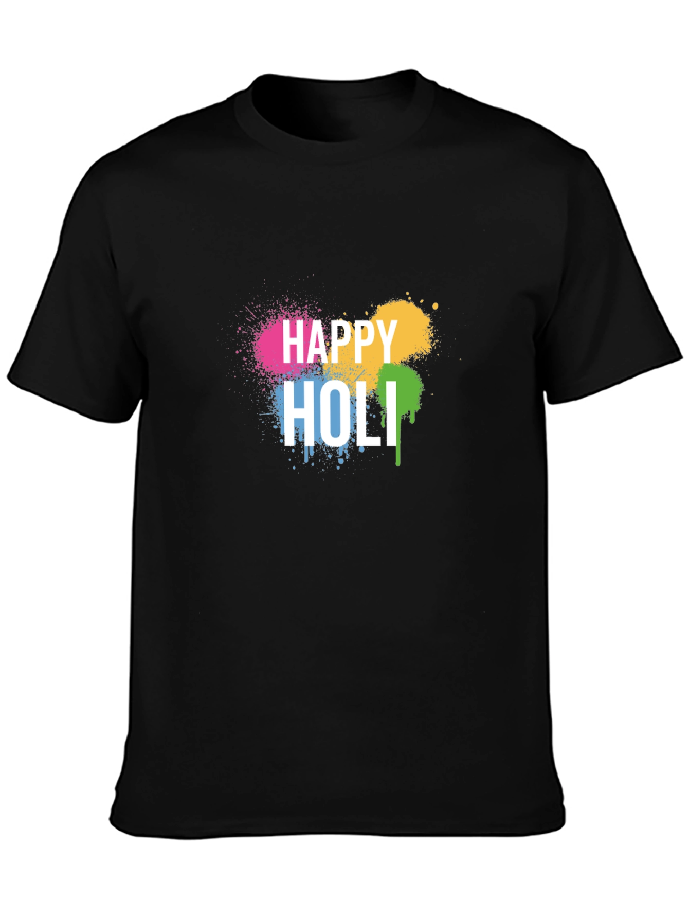 Happy Holi Black T-Shirt