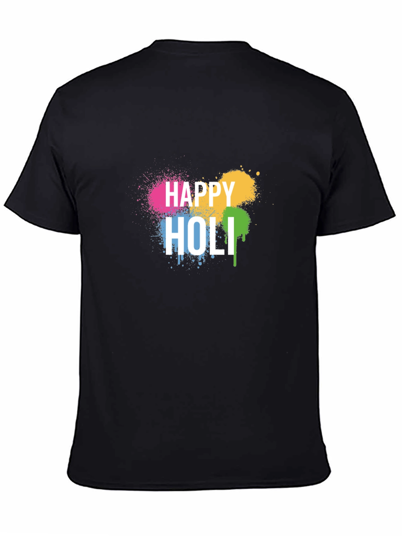 Happy Holi Black T-Shirt