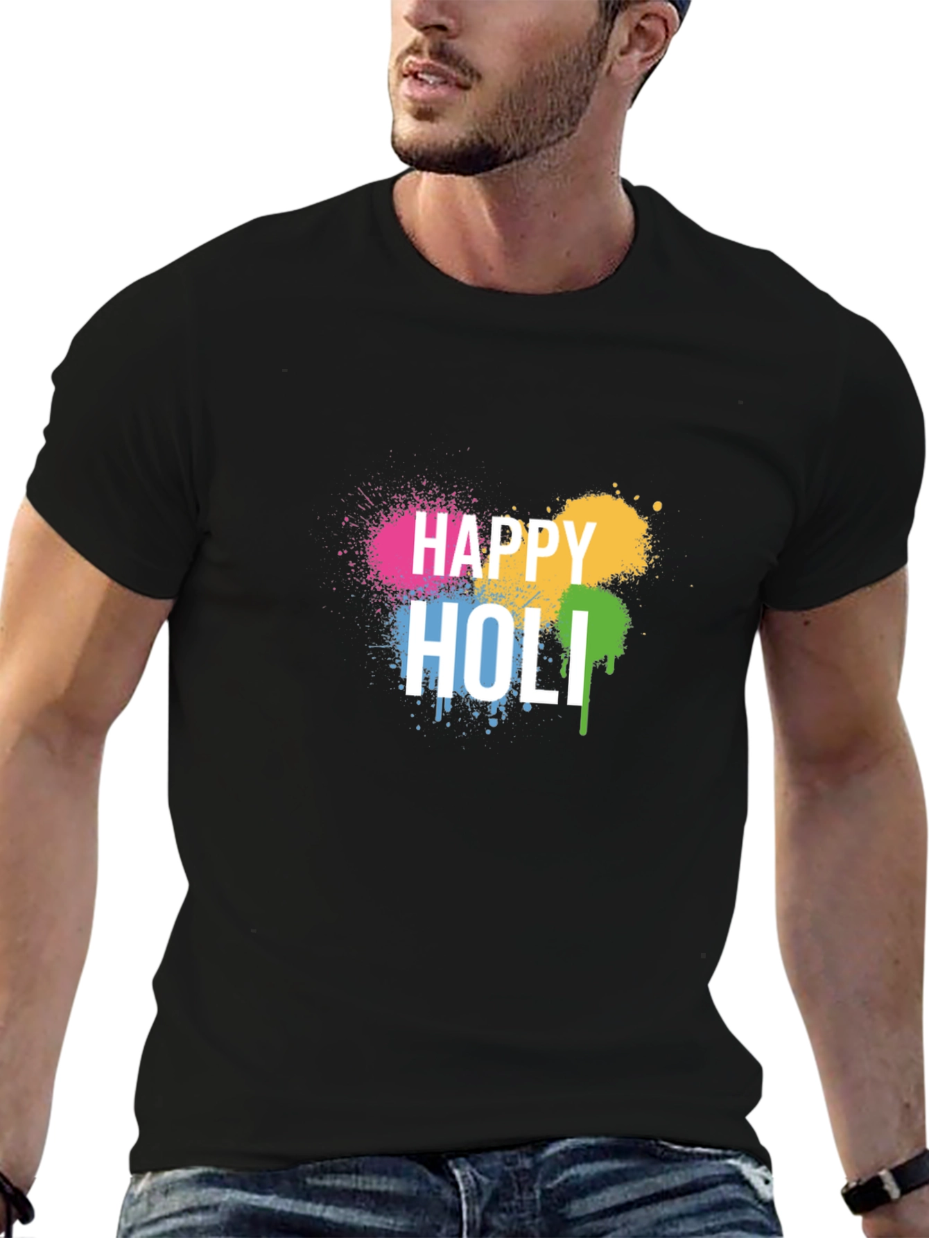 Happy Holi Black T-Shirt