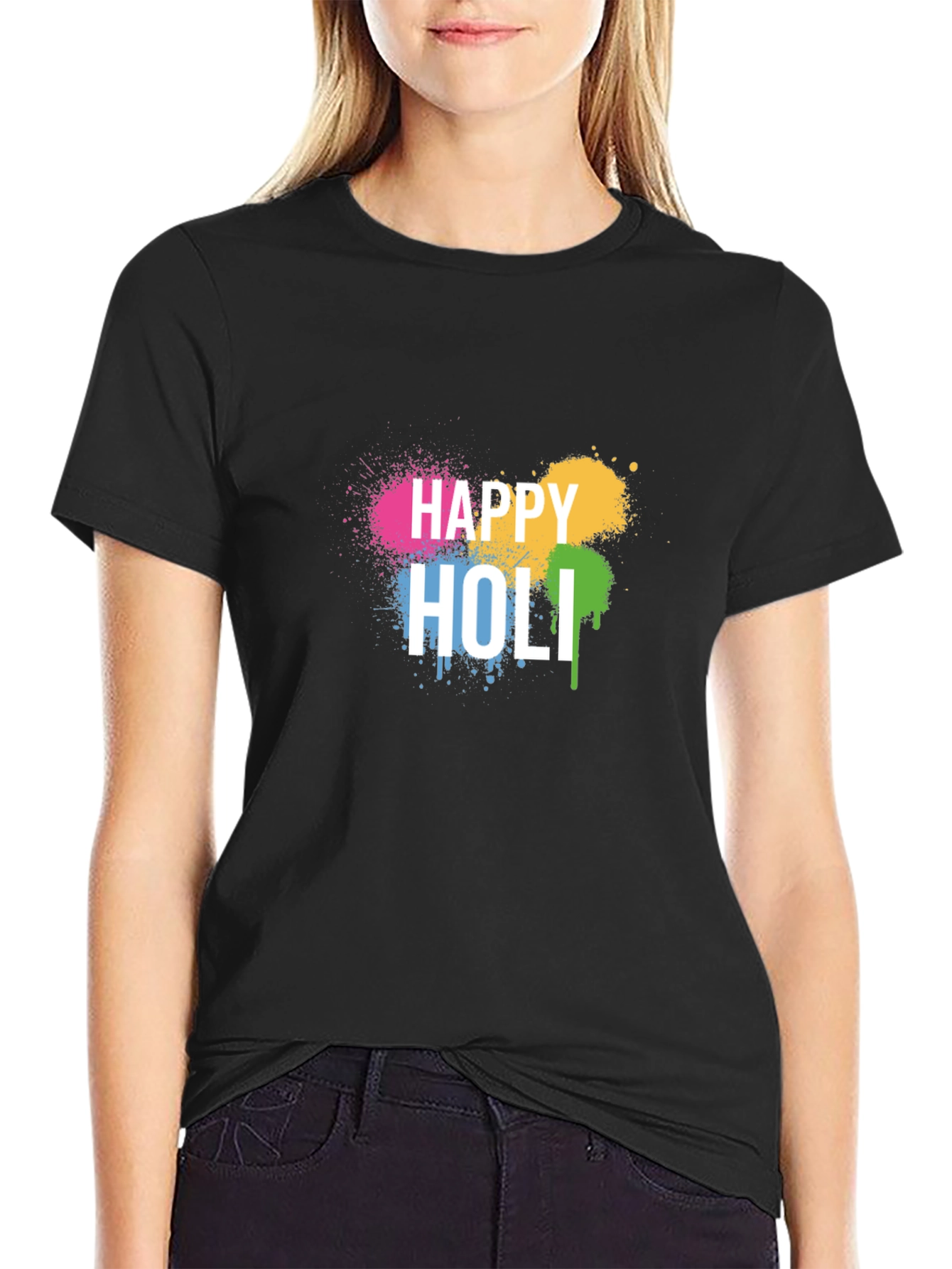 Happy Holi Black T-Shirt