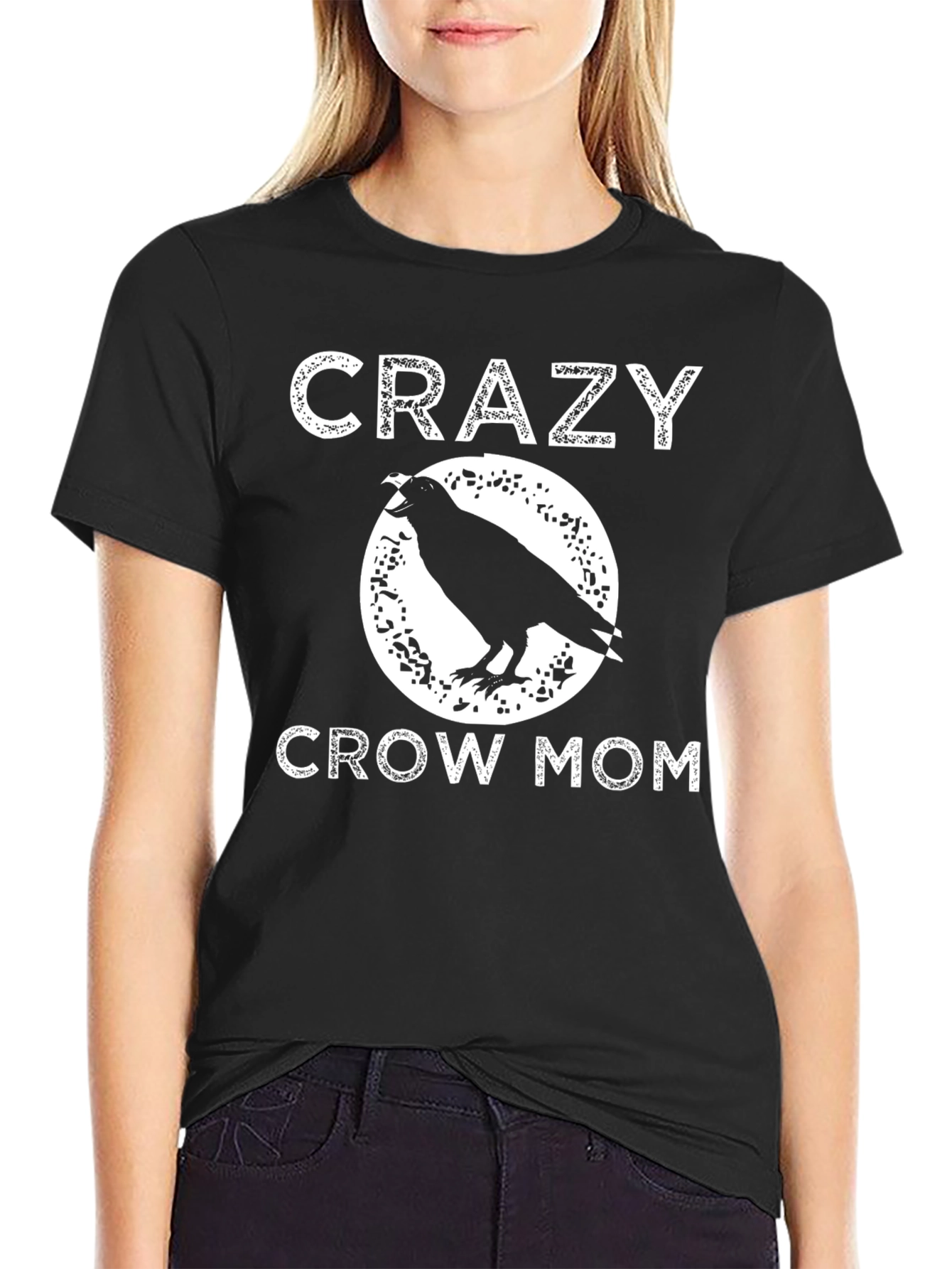 Crazy Crow Mom T-Shirt - Raven Graphic Tee