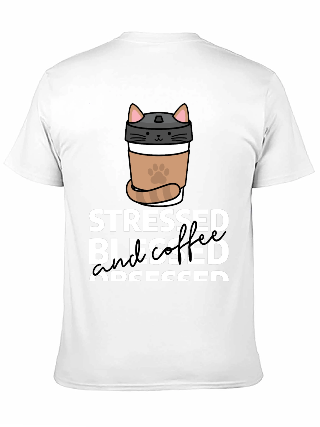 Stressed Blessed Coffee Obsessed Cat Lover T-Shirt