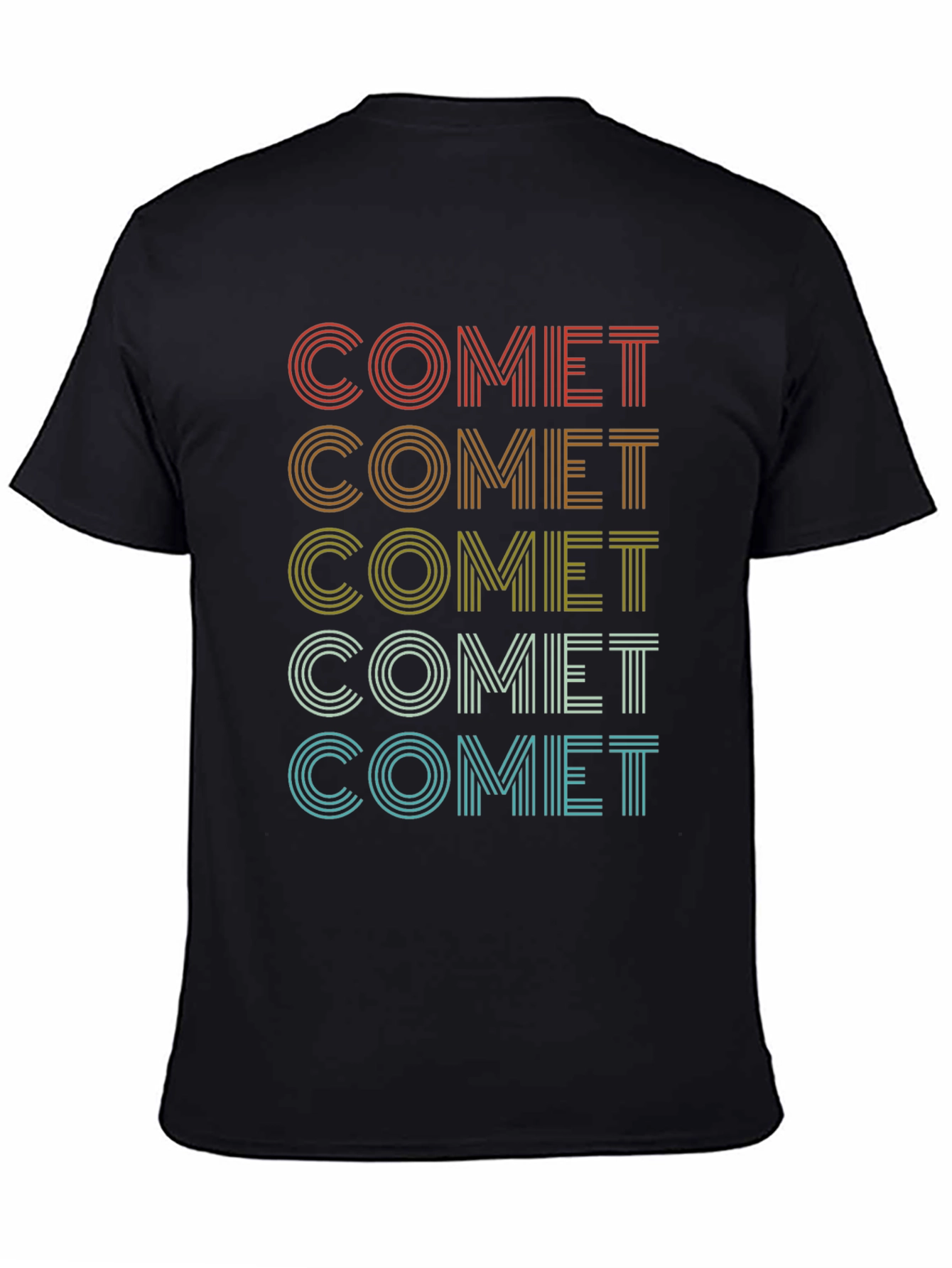 Retro Comet Graphic Print Black T-Shirt