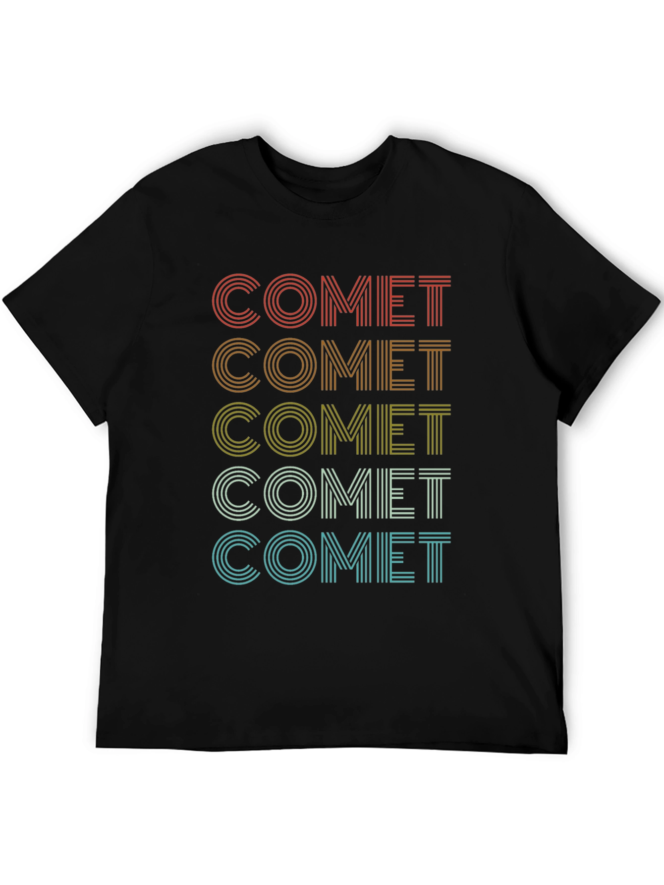 Retro Comet Graphic Print Black T-Shirt