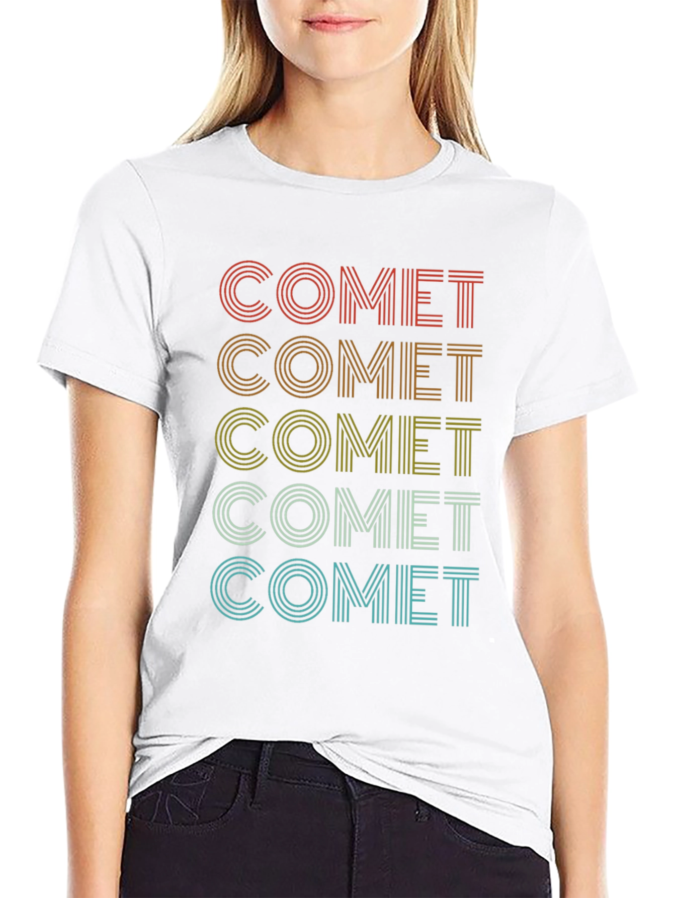 Retro Comet Graphic Print Black T-Shirt