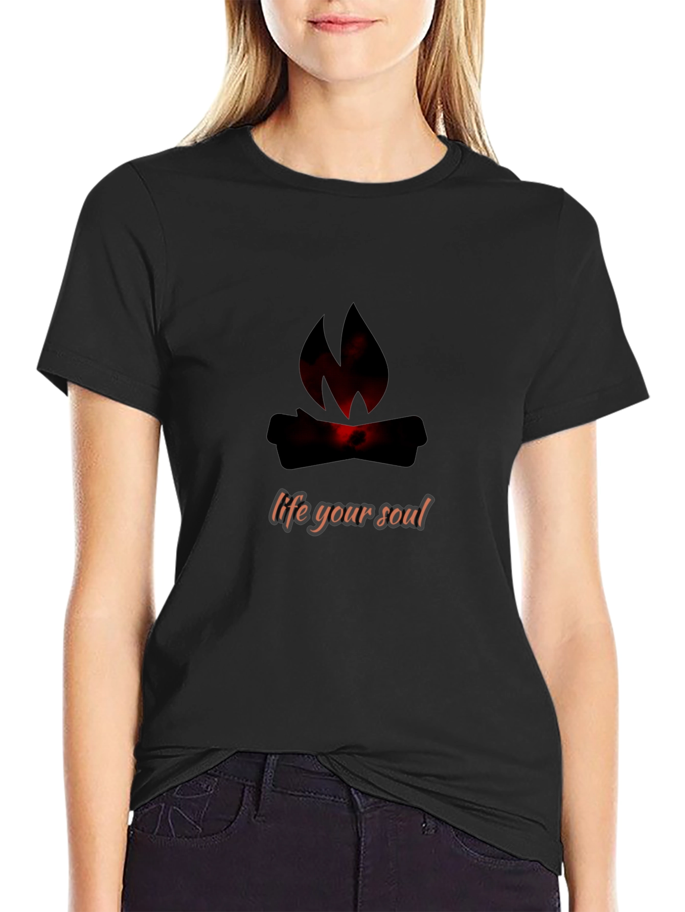 Soulful Fire Graphic Tee - Black Cotton