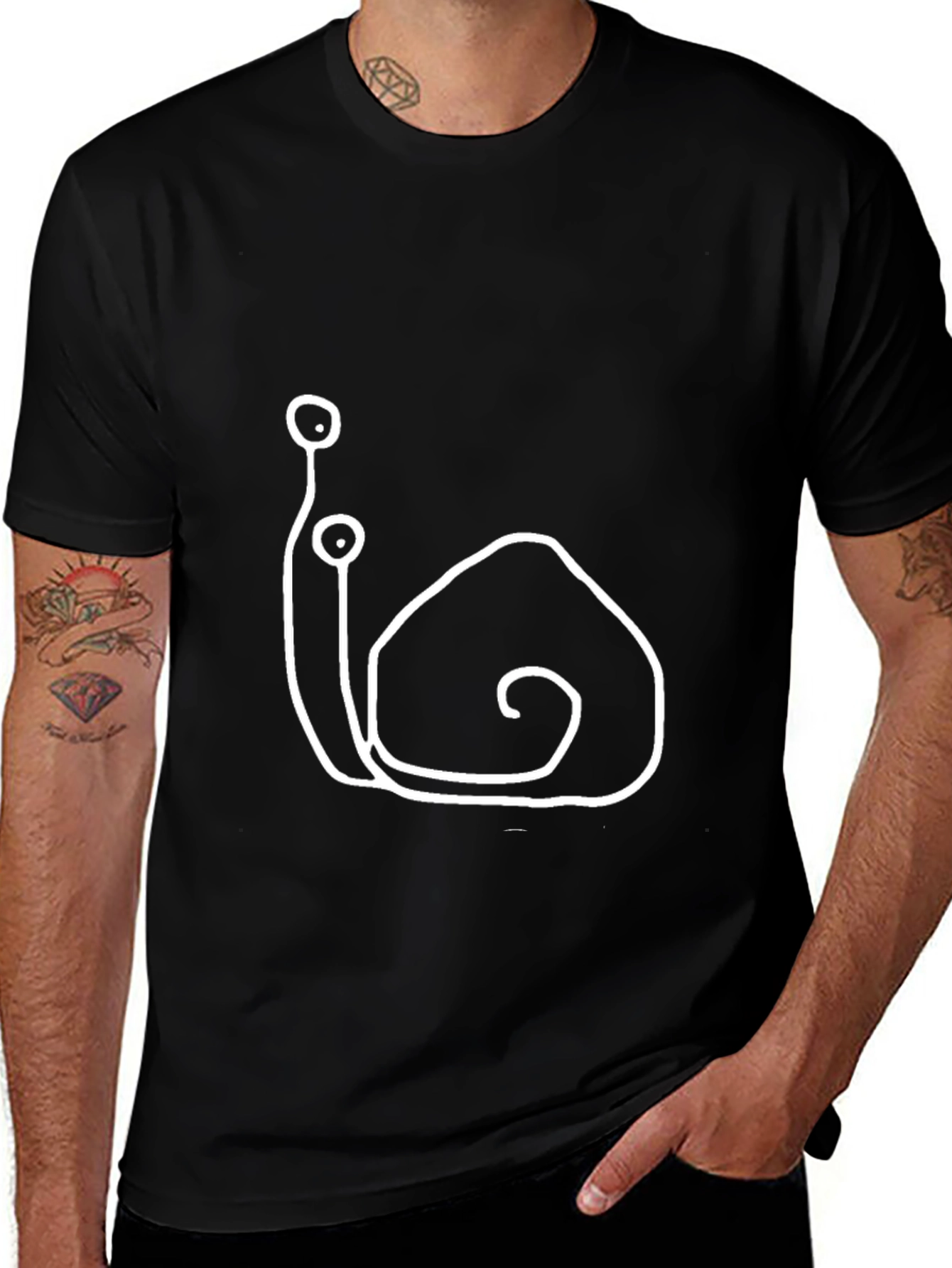 Snail Graphic Tee - Black Casual T-Shirt