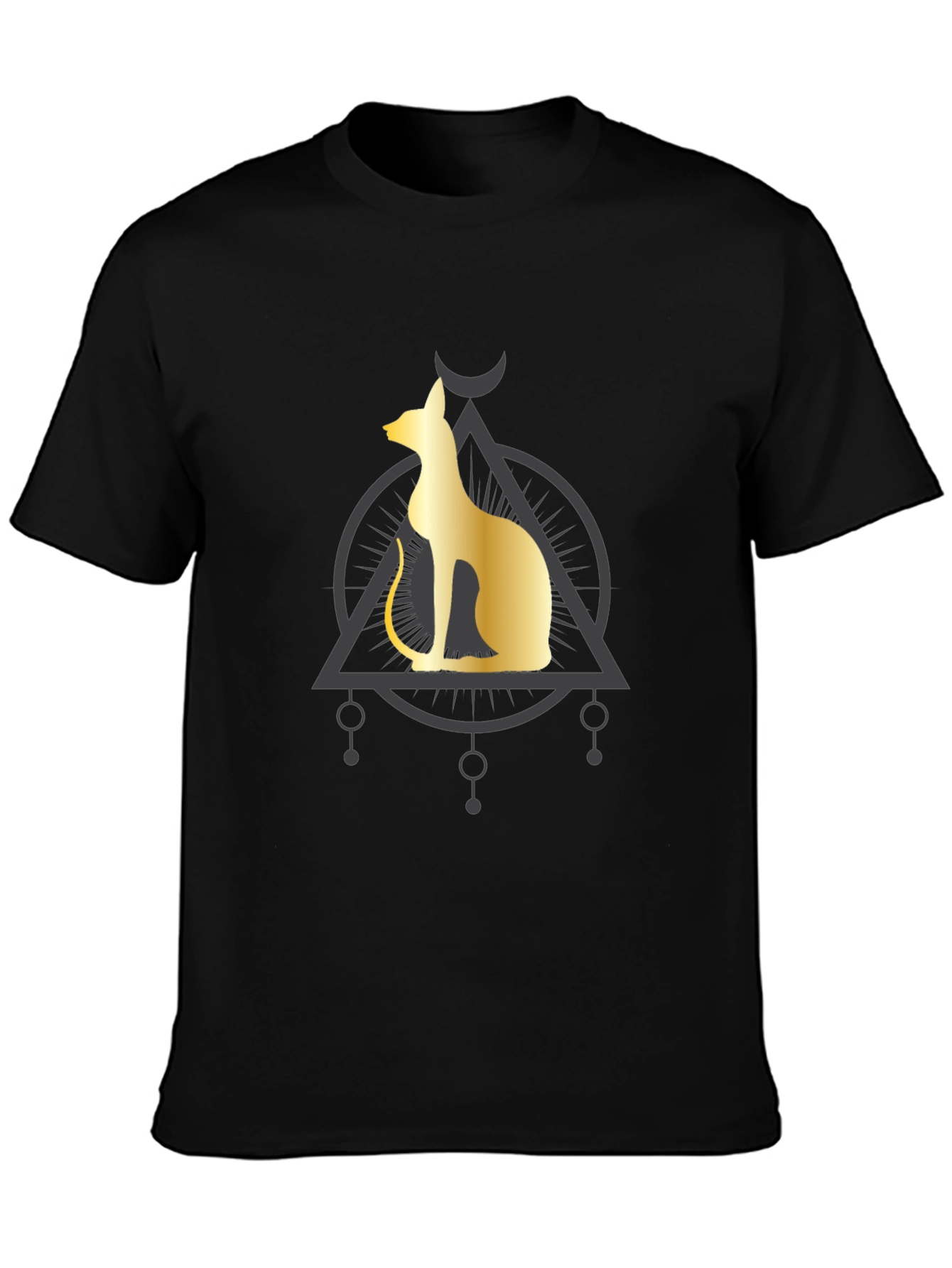 Egyptian Cat Graphic Tee - Black Cotton Comfort