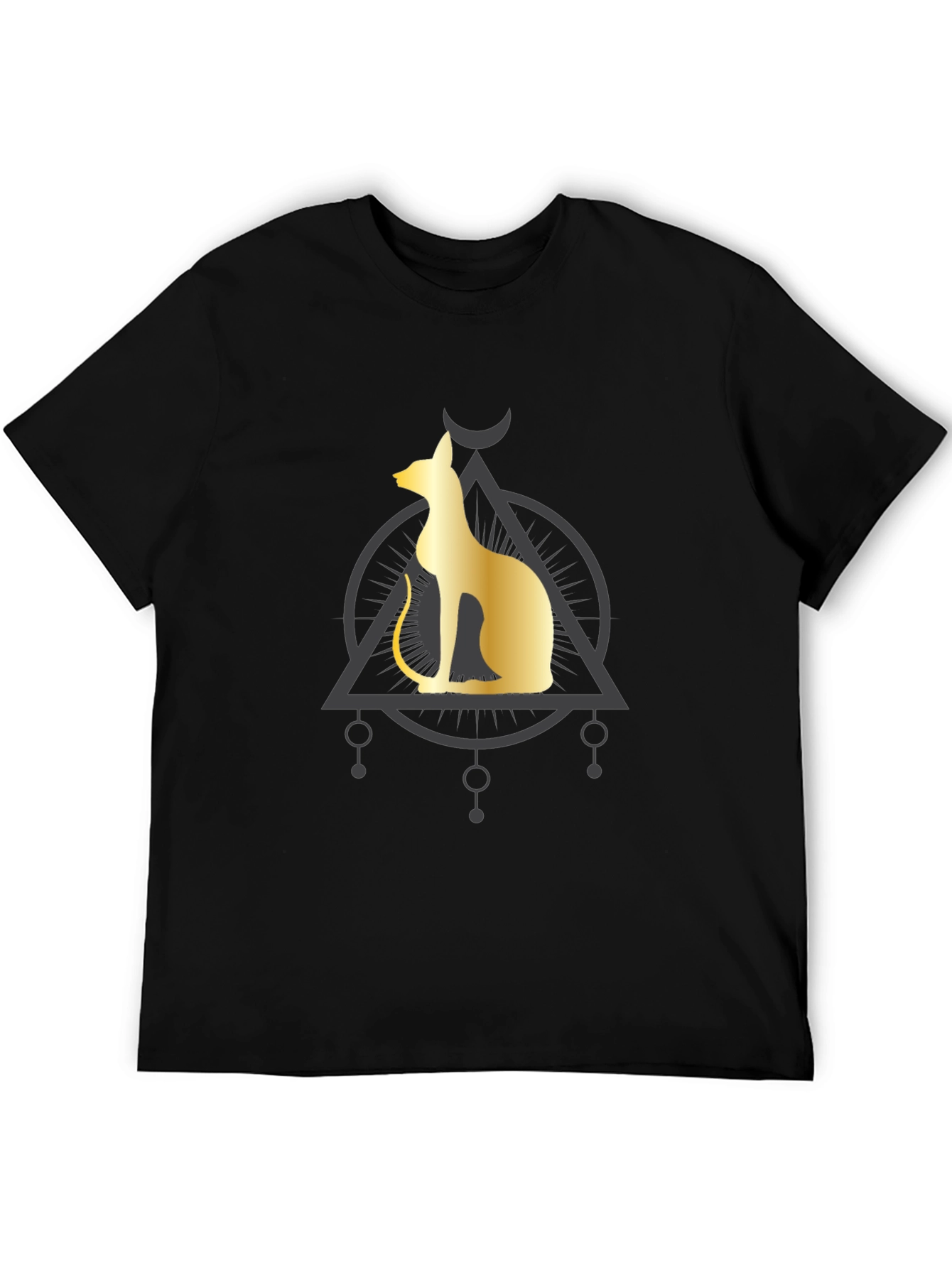 Egyptian Cat Graphic Tee - Black Cotton Comfort