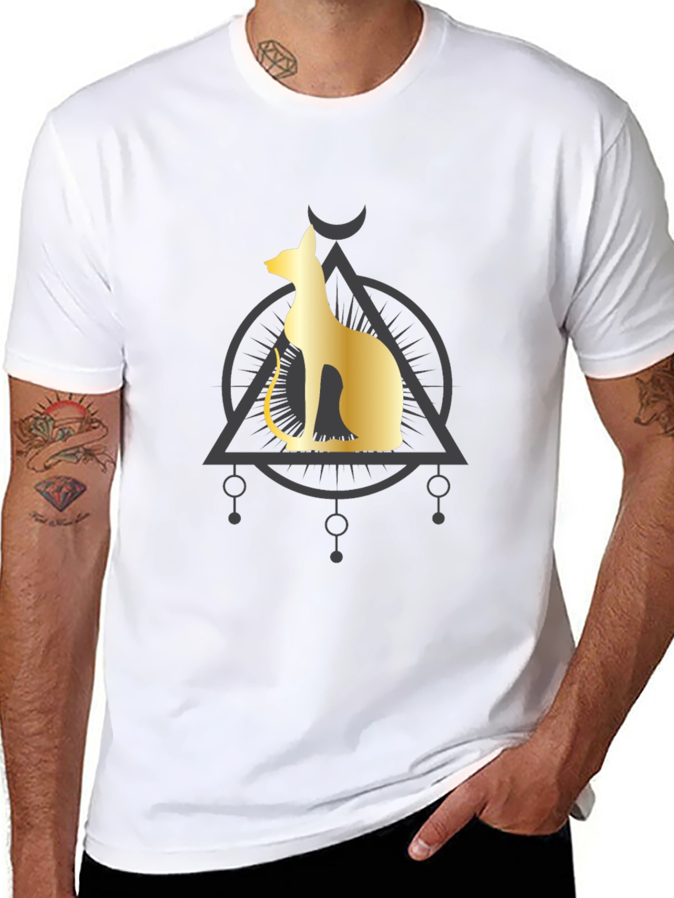 Egyptian Cat Graphic Tee - Black Cotton Comfort
