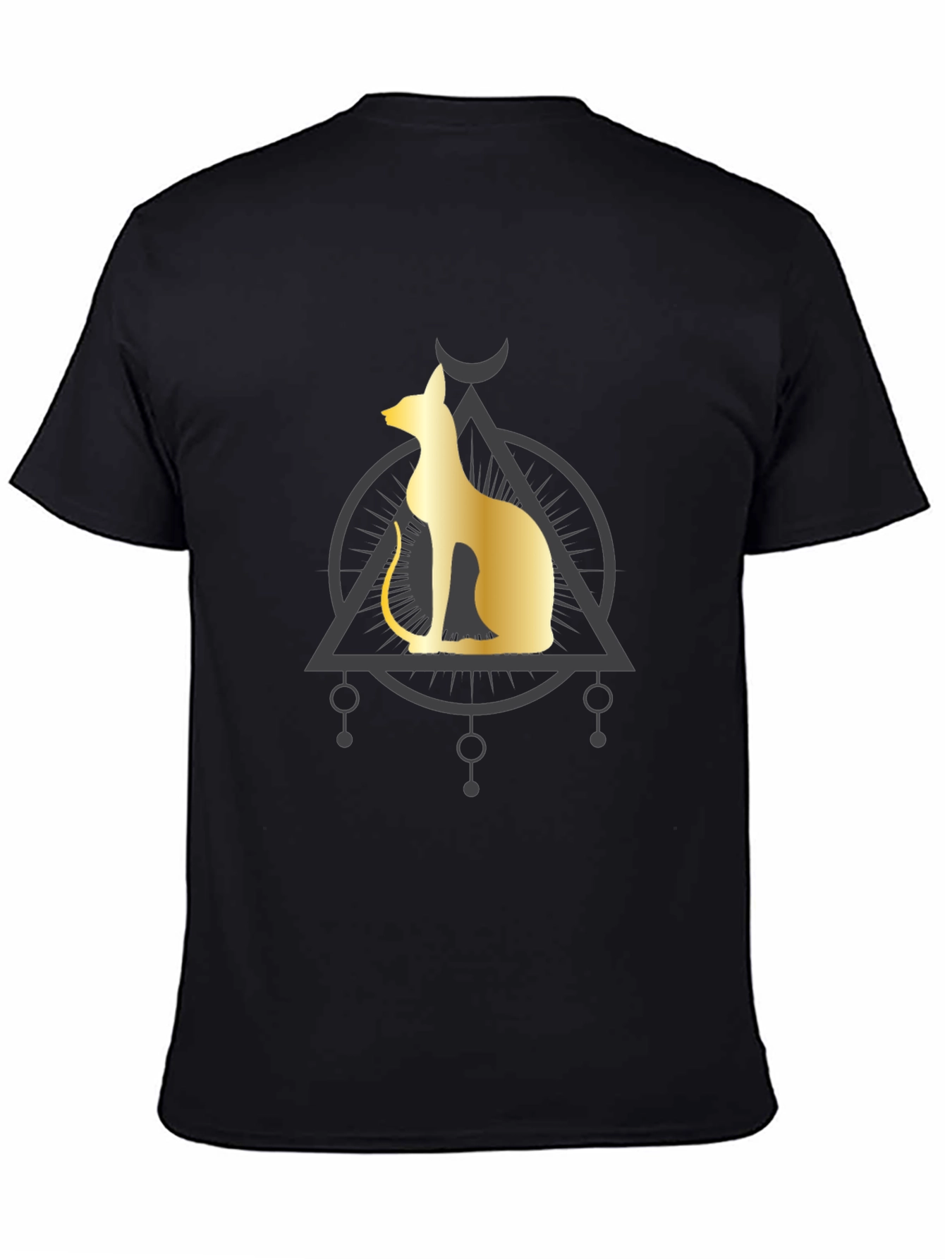 Egyptian Cat Graphic Tee - Black Cotton Comfort