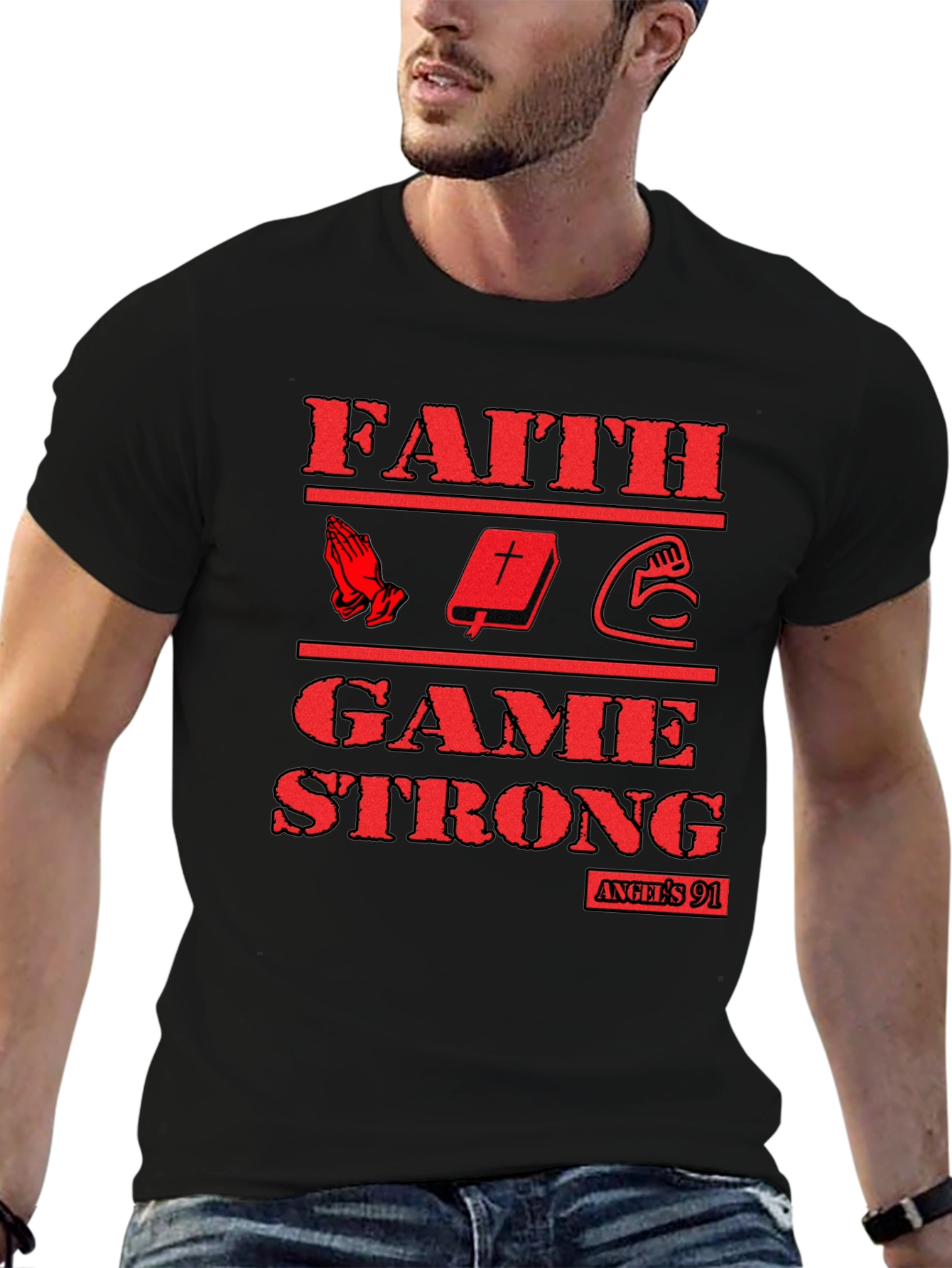 Faith Game Strong Graphic T-Shirt - Black